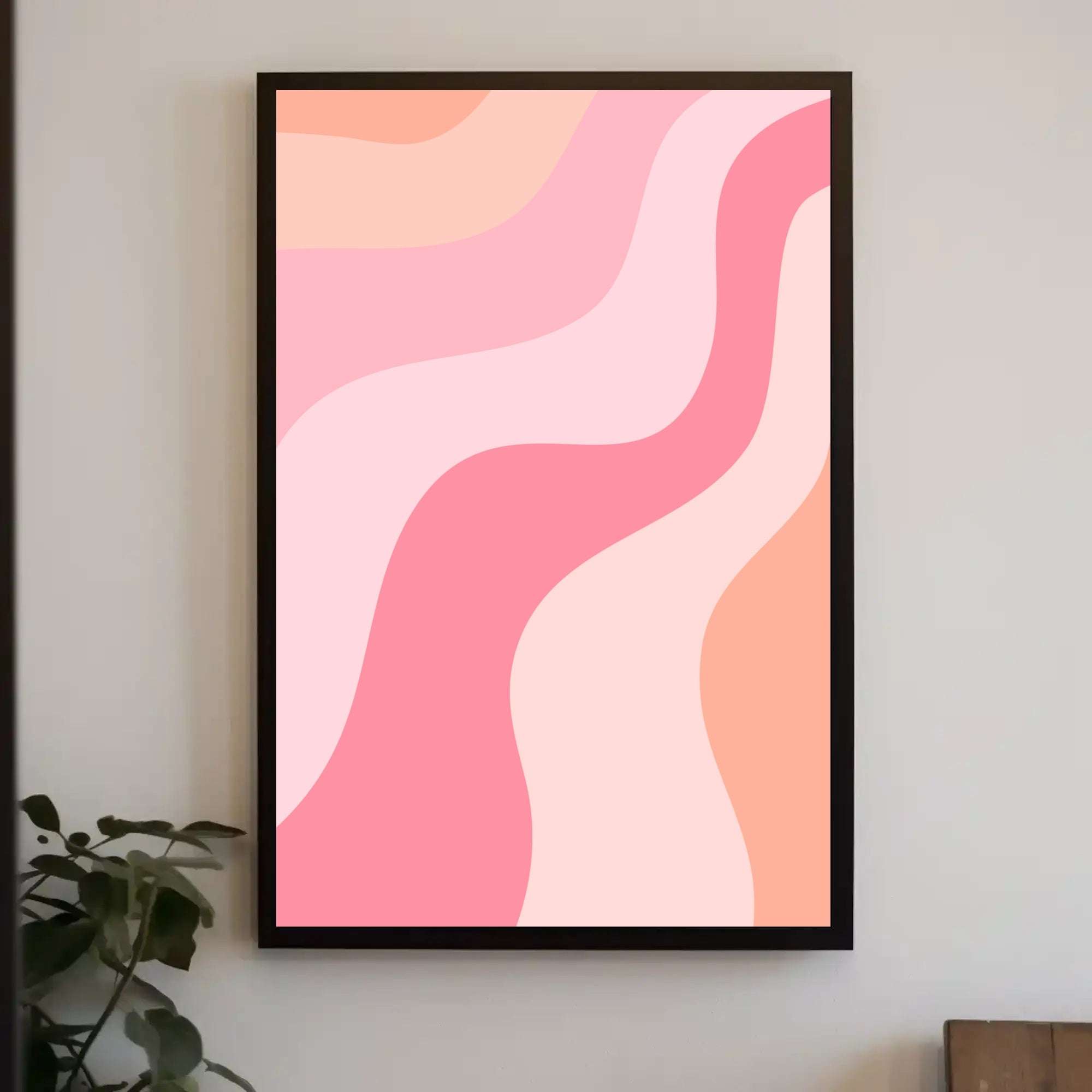 Abstract Waves of Peach and Coral Poster PosterGoat