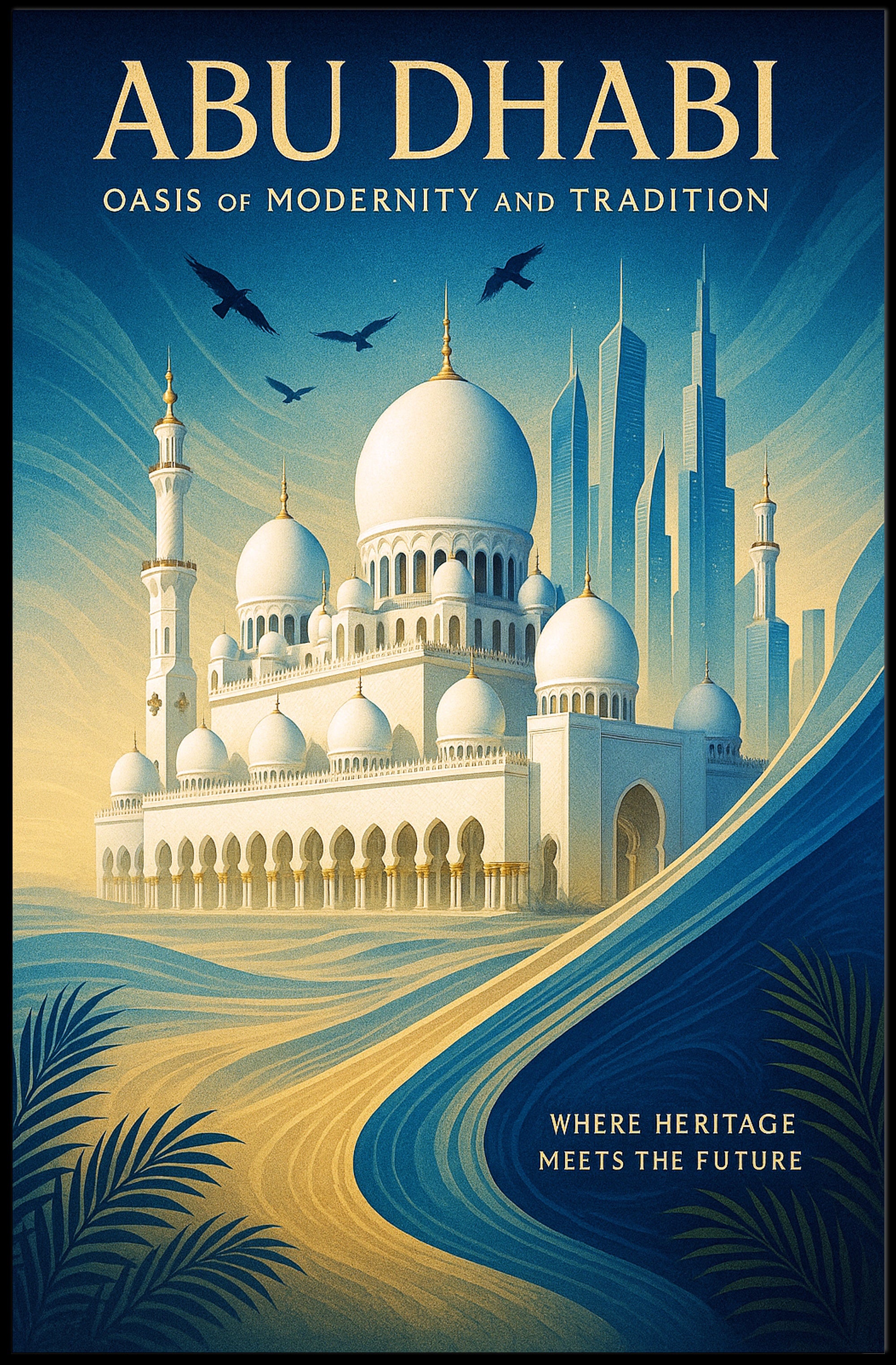 Abu Dhabi Oasis of Modernity and Tradition Poster PosterGoat