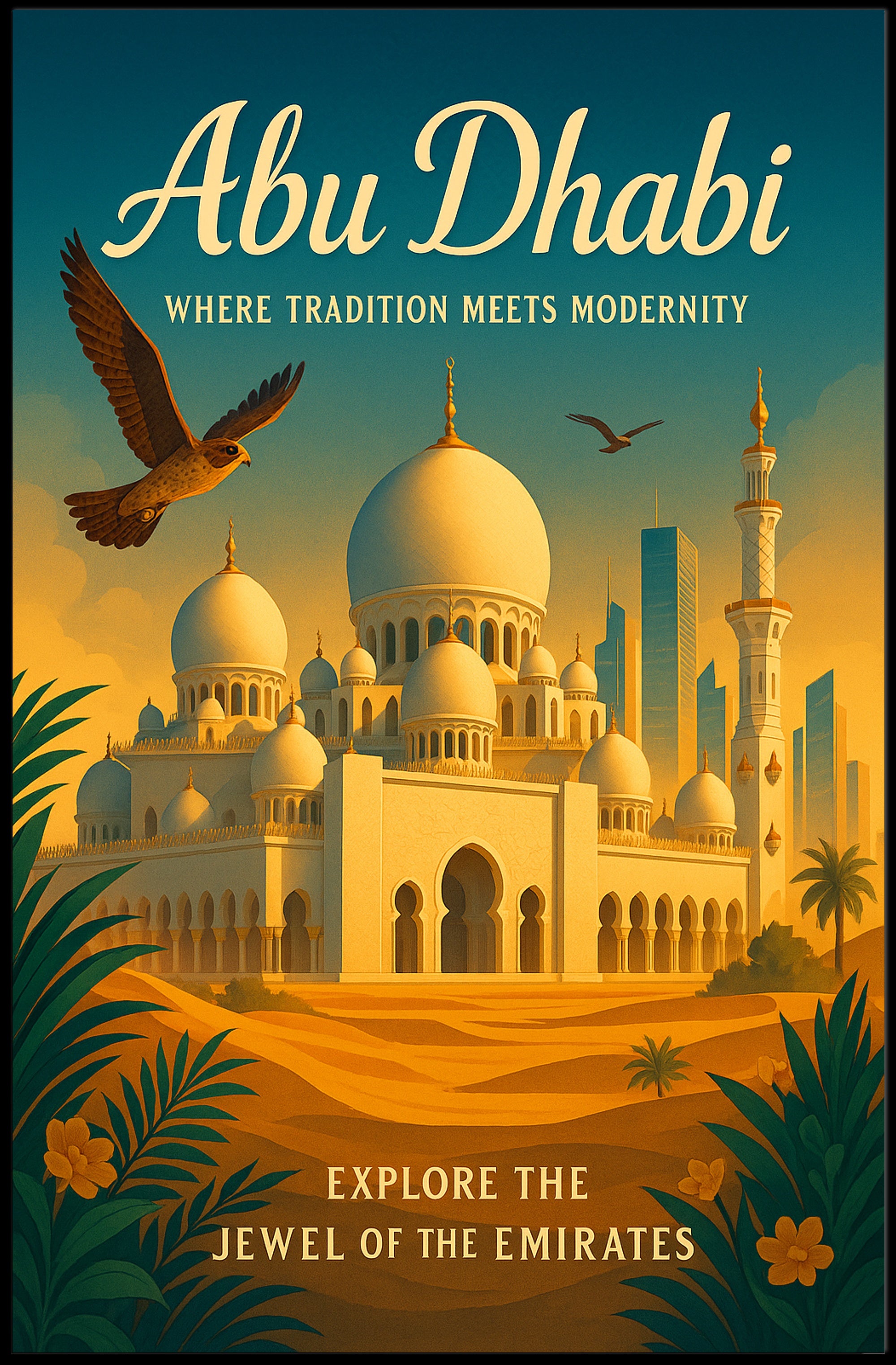 Abu Dhabi Tradition Meets Modernity Poster PosterGoat