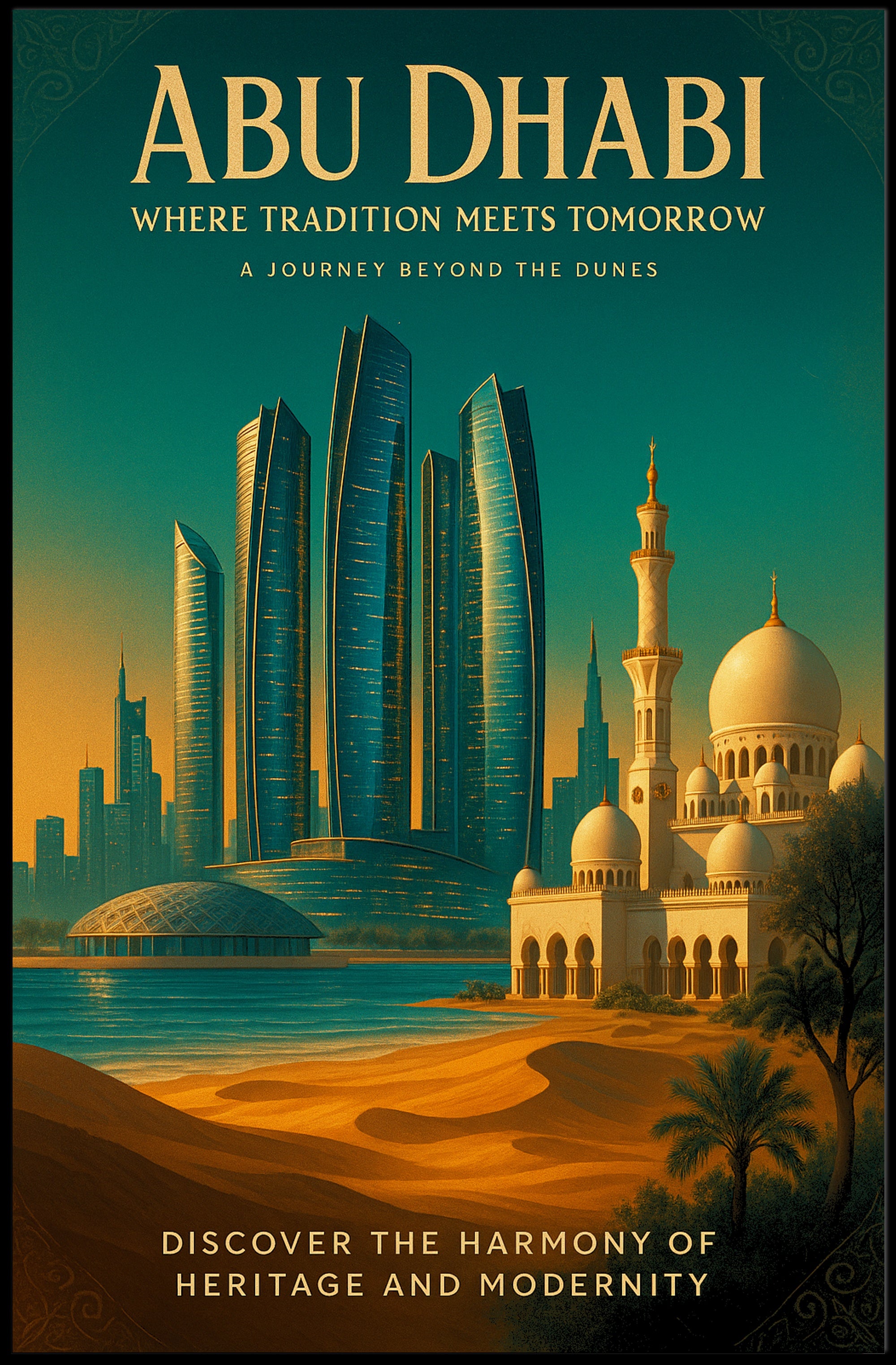 Abu Dhabi Where Tradition Meets Tomorrow Poster PosterGoat