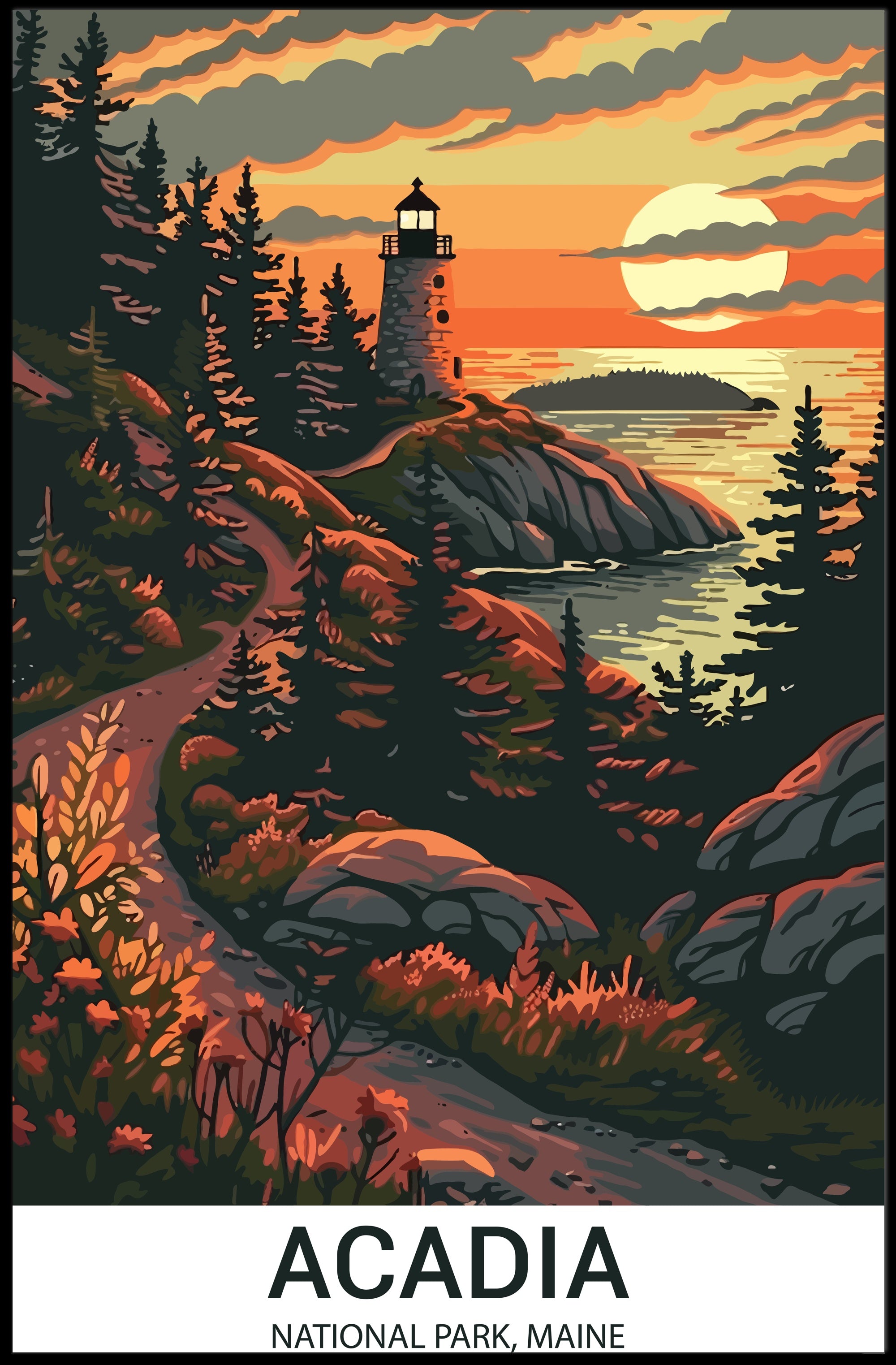 Acadia National Park Scenic Lighthouse National Park Poster PosterGoat