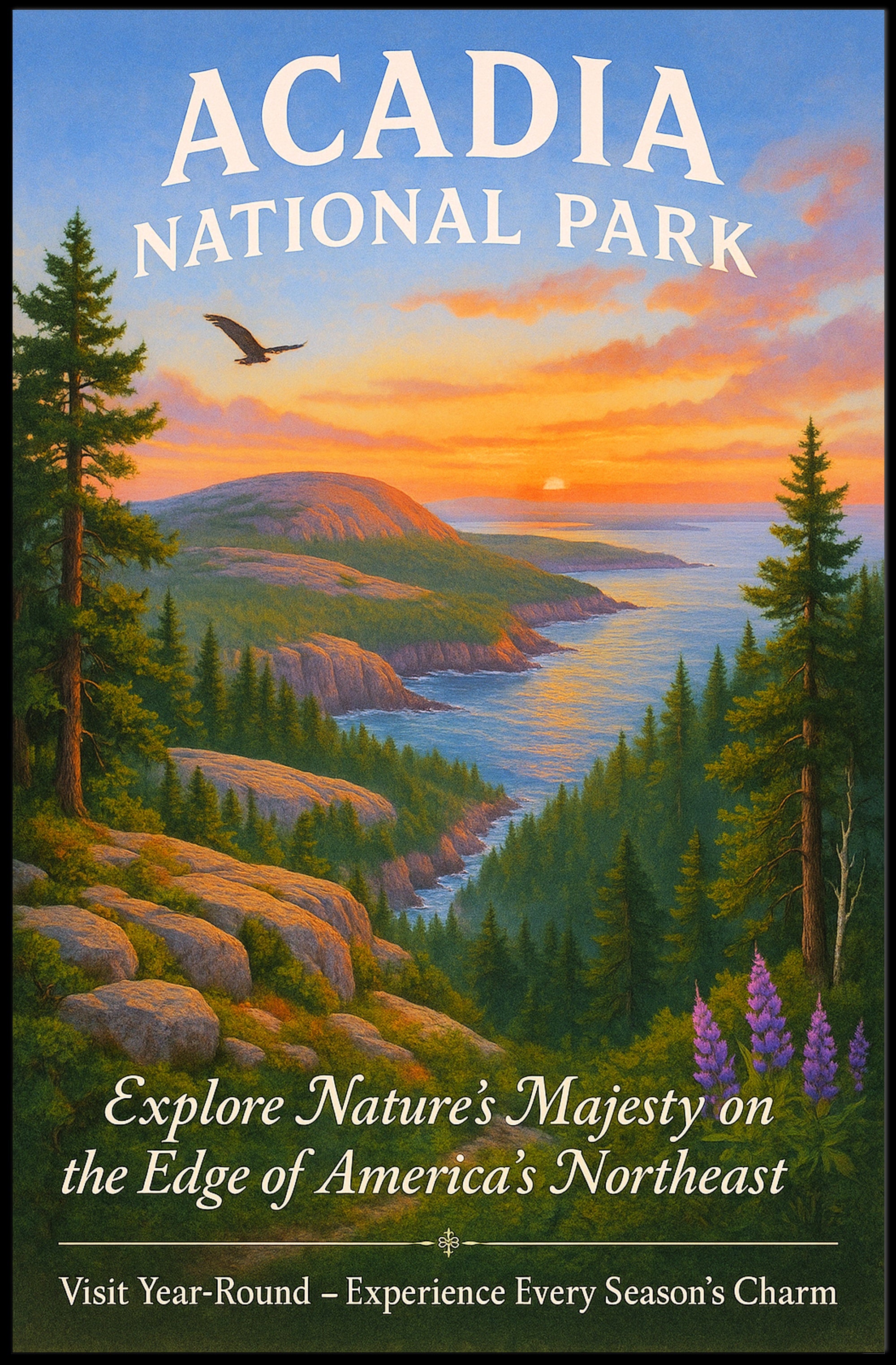 Acadia National Park Vintage Travel Poster PosterGoat