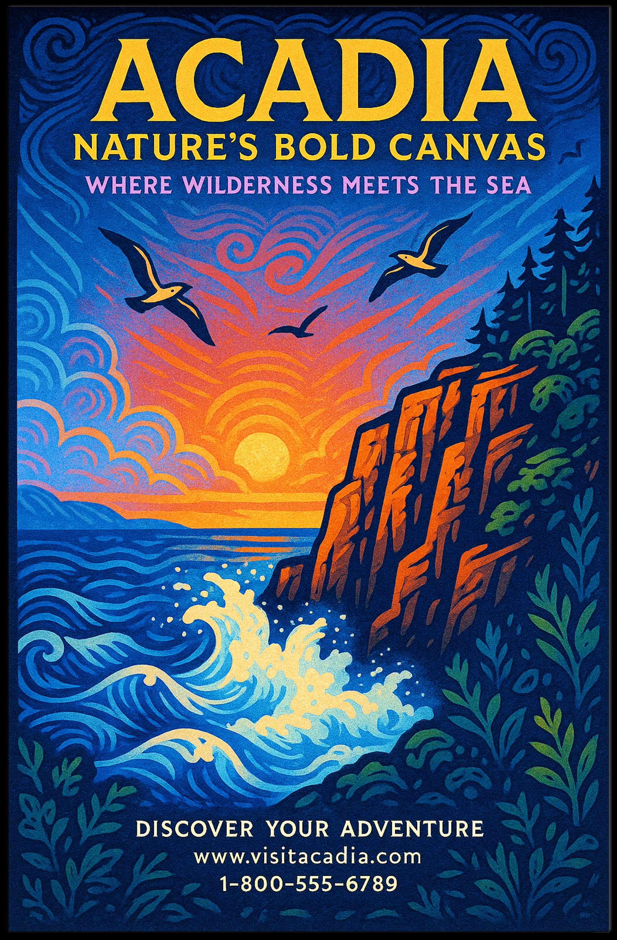 Acadia Nature's Bold Canvas Poster PosterGoat