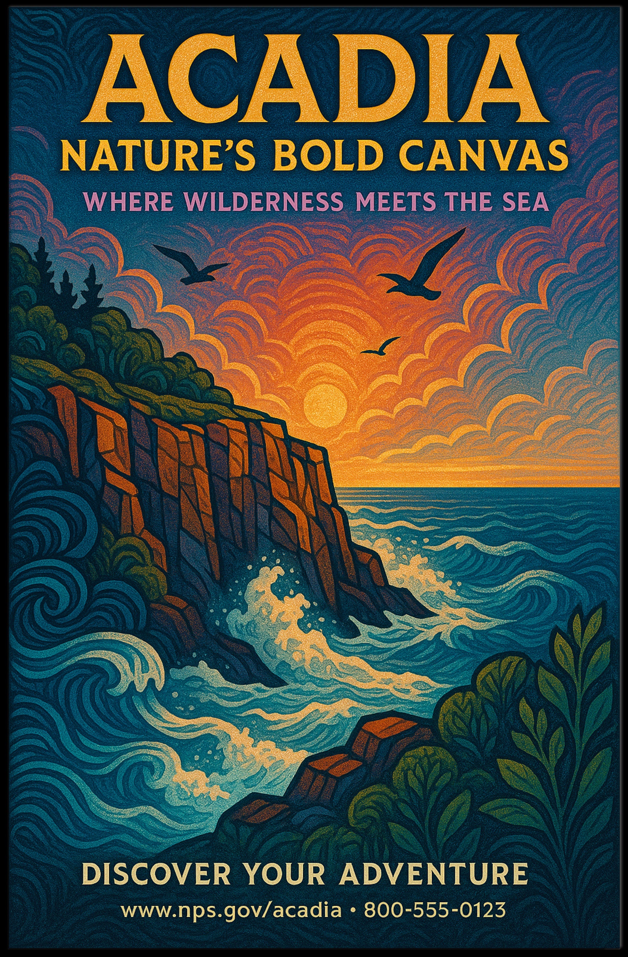 Acadia Natures Bold Canvas Poster PosterGoat