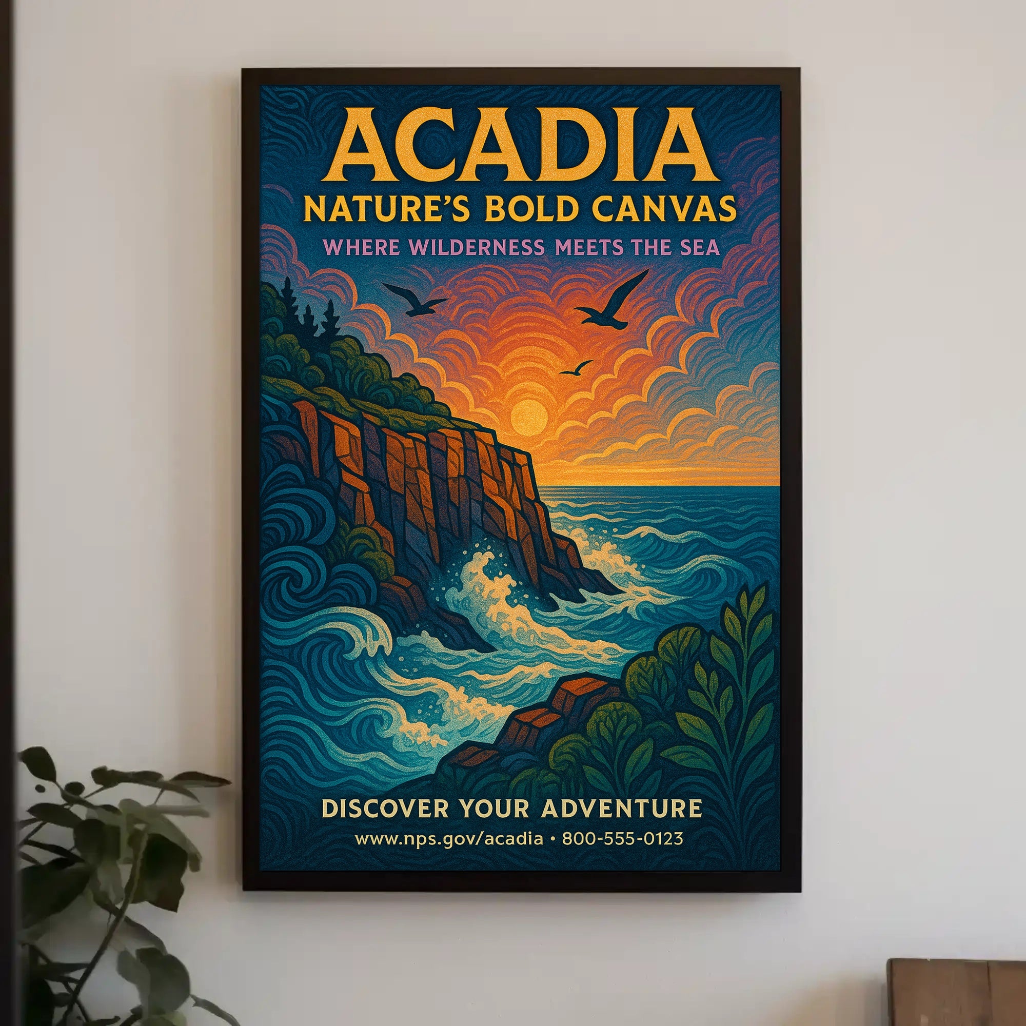 Acadia Natures Bold Canvas Poster PosterGoat