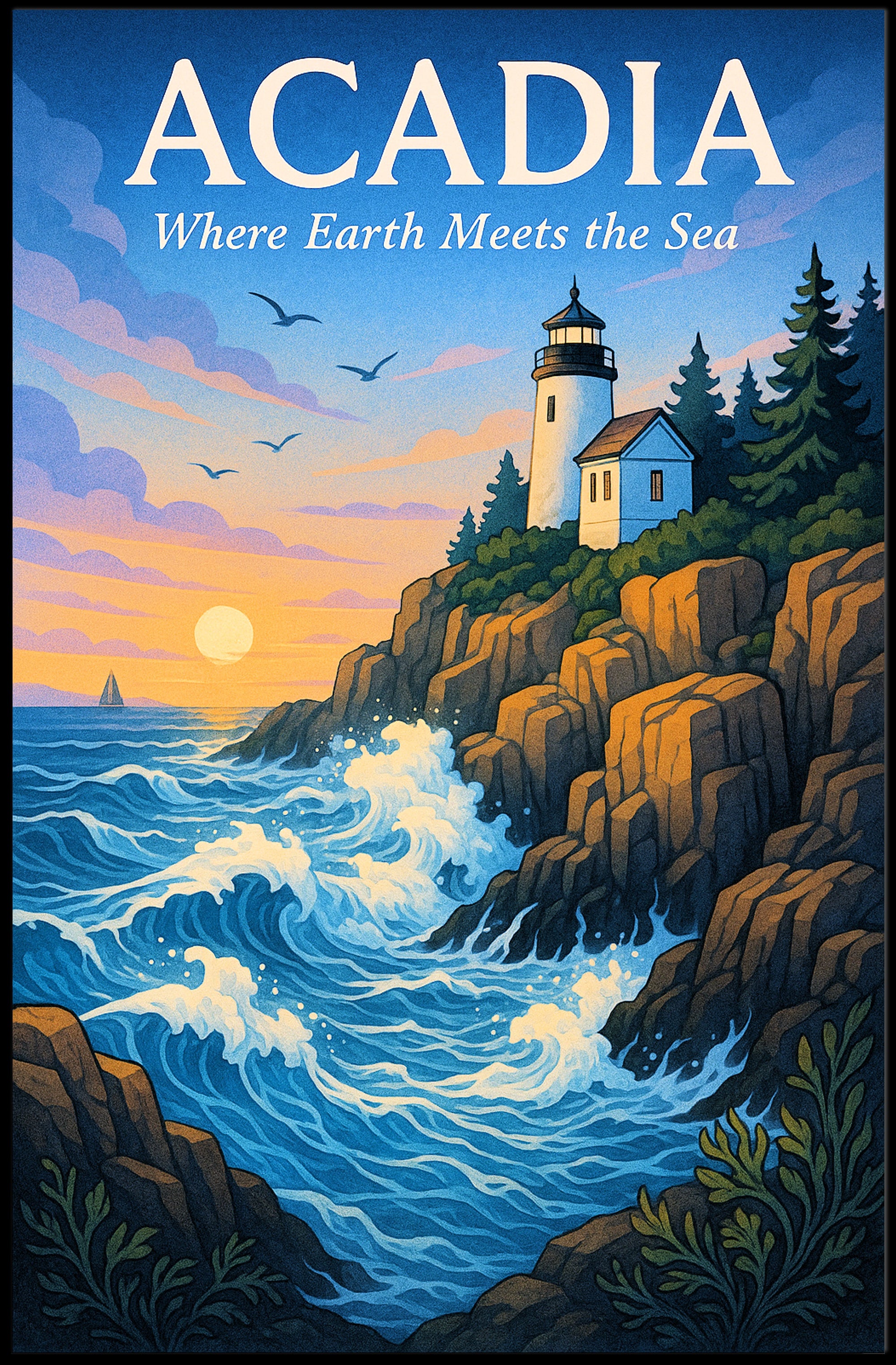 Acadia Where Earth Meets the Sea Poster PosterGoat