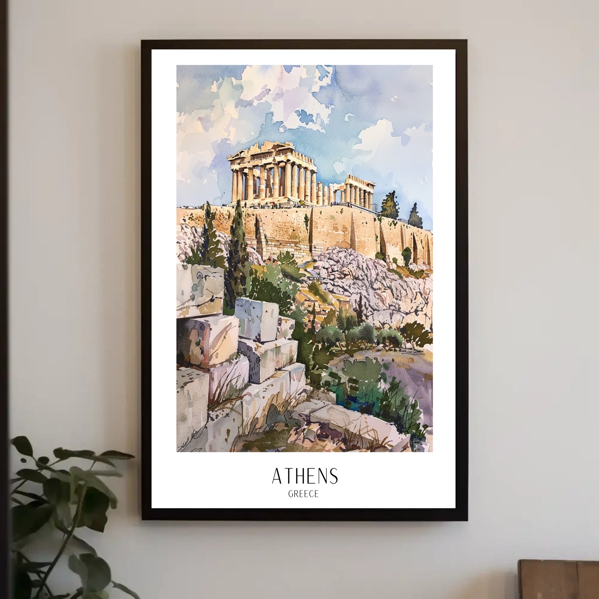 Acropolis Athens Watercolor Art Cultural or Heritage Poster PosterGoat