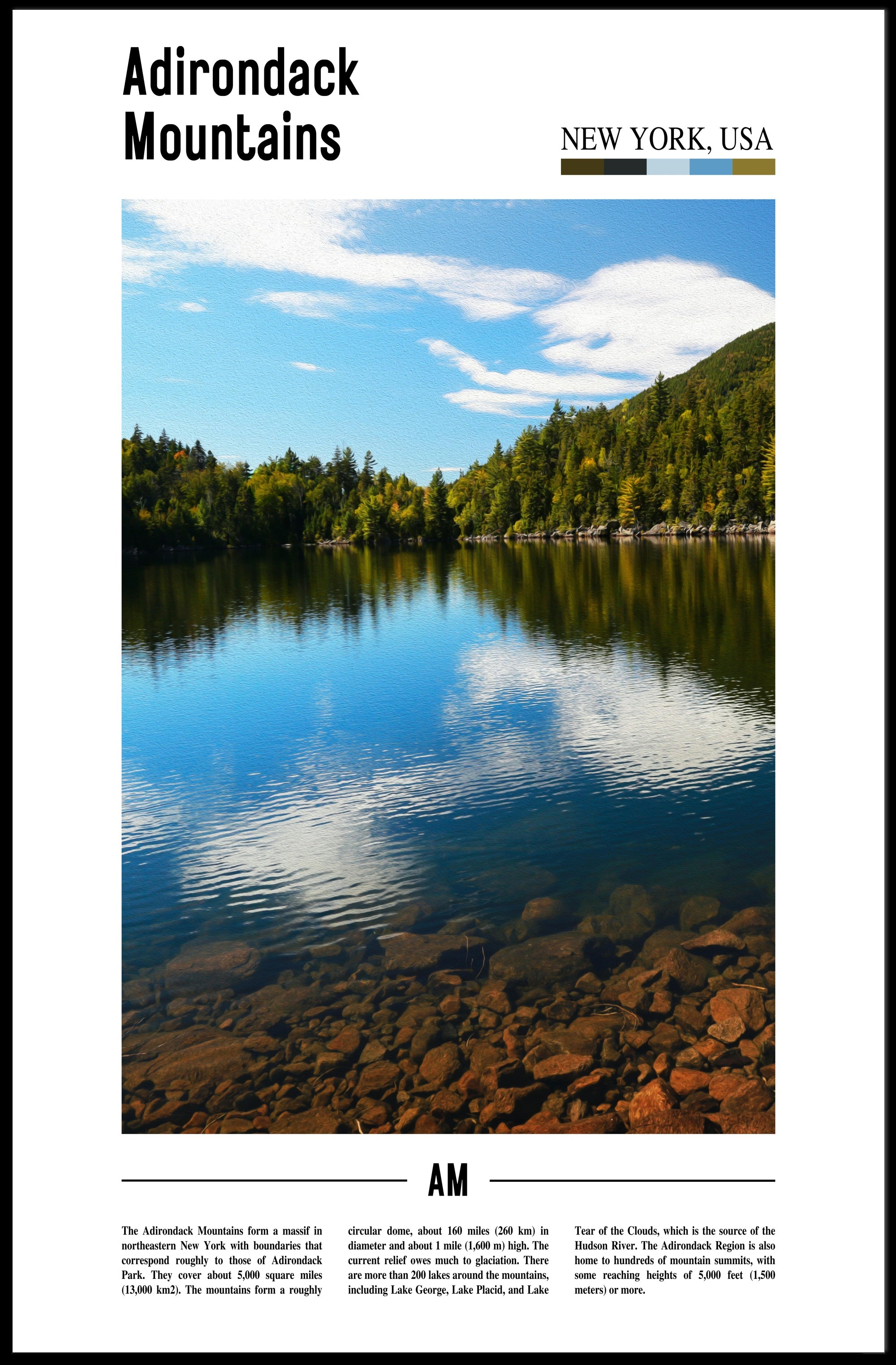 Adirondack Serenity Scenic View Travel Poster PosterGoat