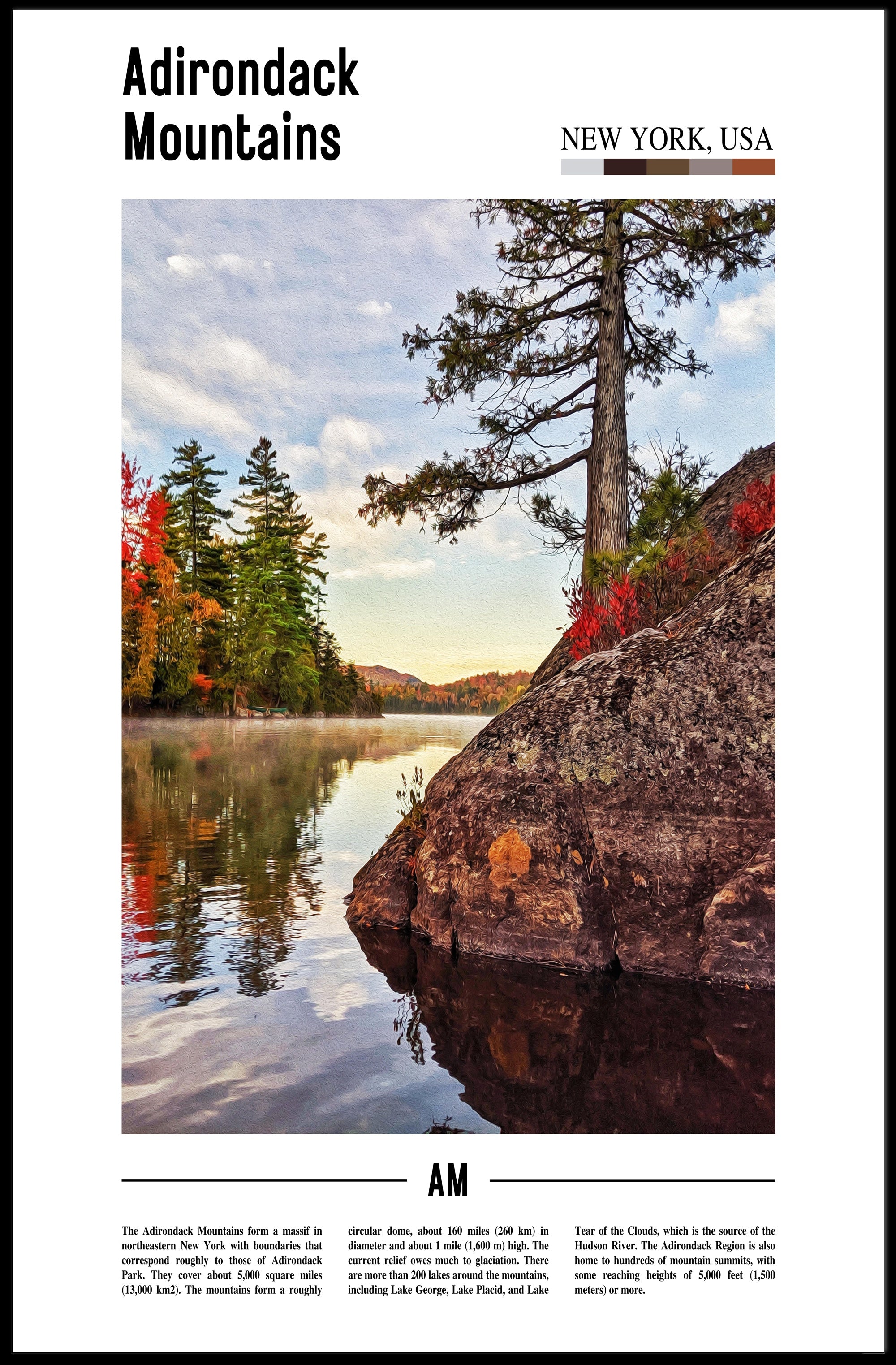 Adirondack Tranquility Lake View National Park Poster PosterGoat