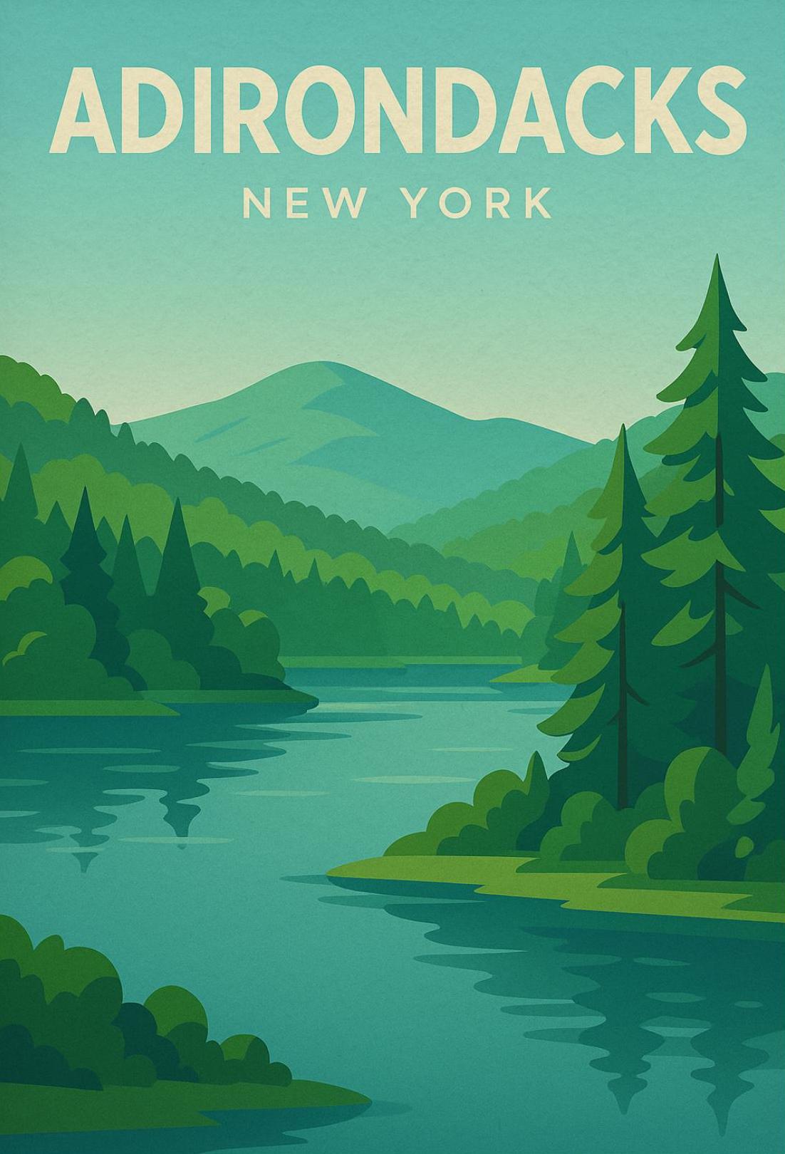 Adirondacks New York Minimalist Nature Travel Poster PosterGoat