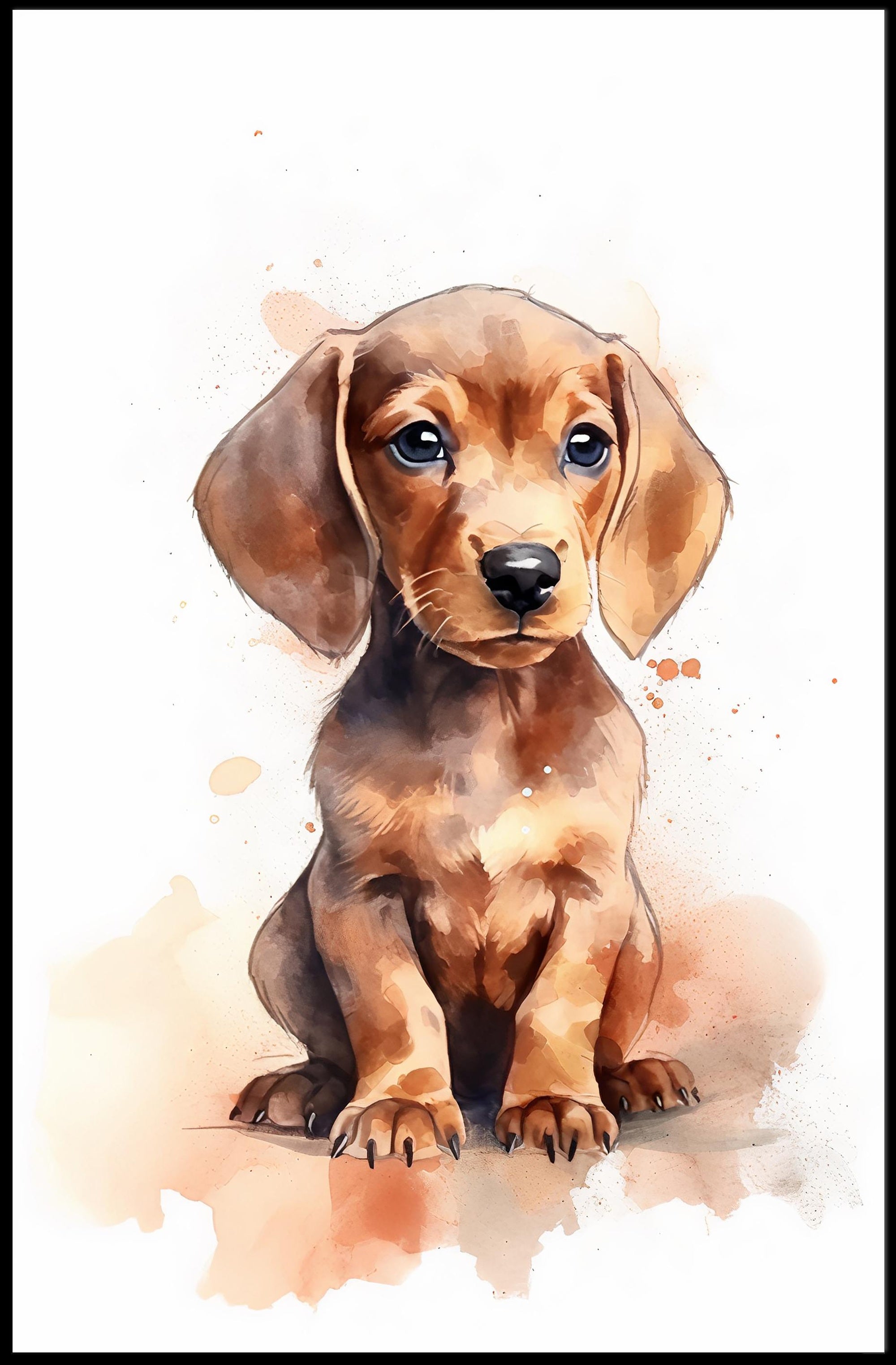 Adorable Puppy Watercolor Illustration: Animal Poster PosterGoat