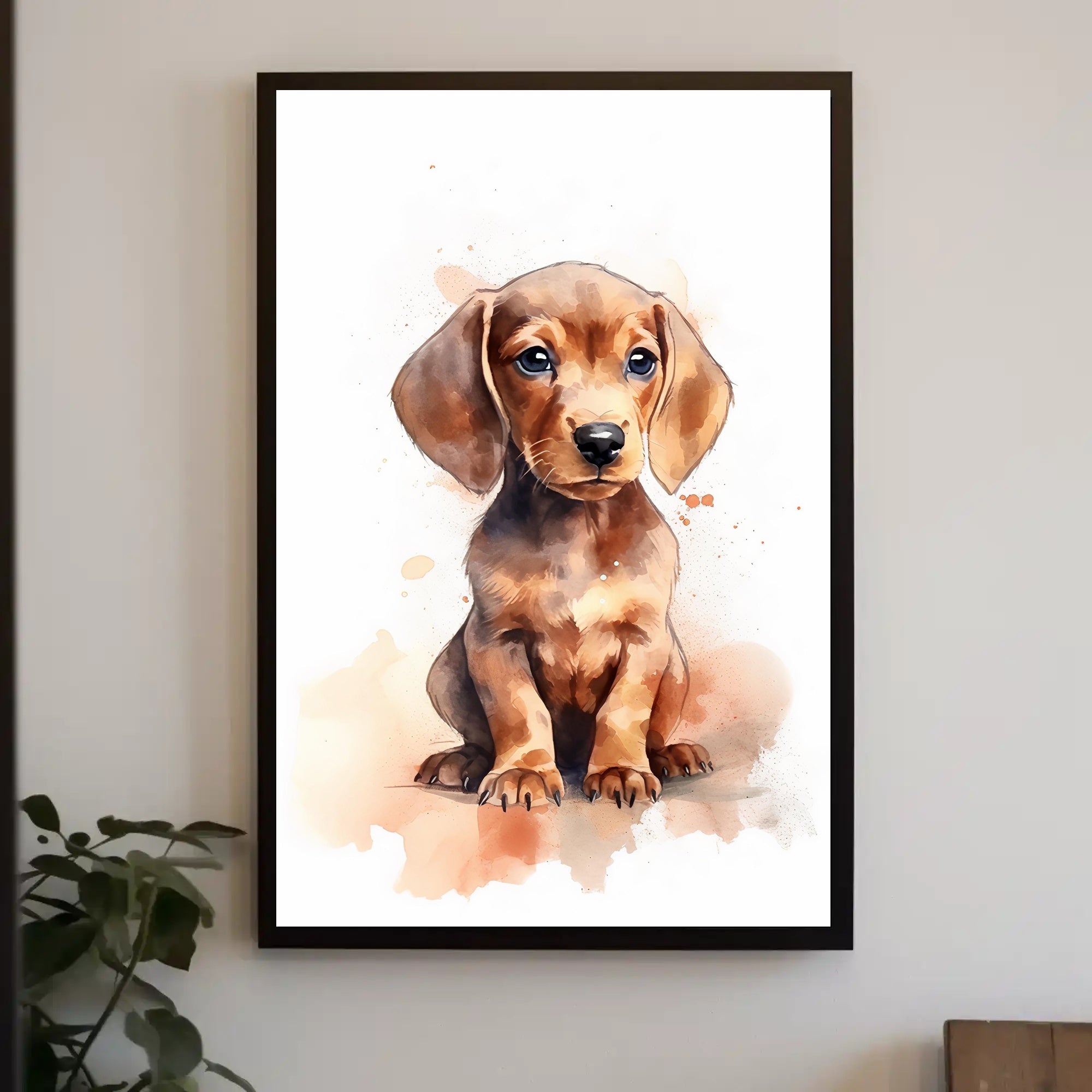Adorable Puppy Watercolor Illustration: Animal Poster PosterGoat
