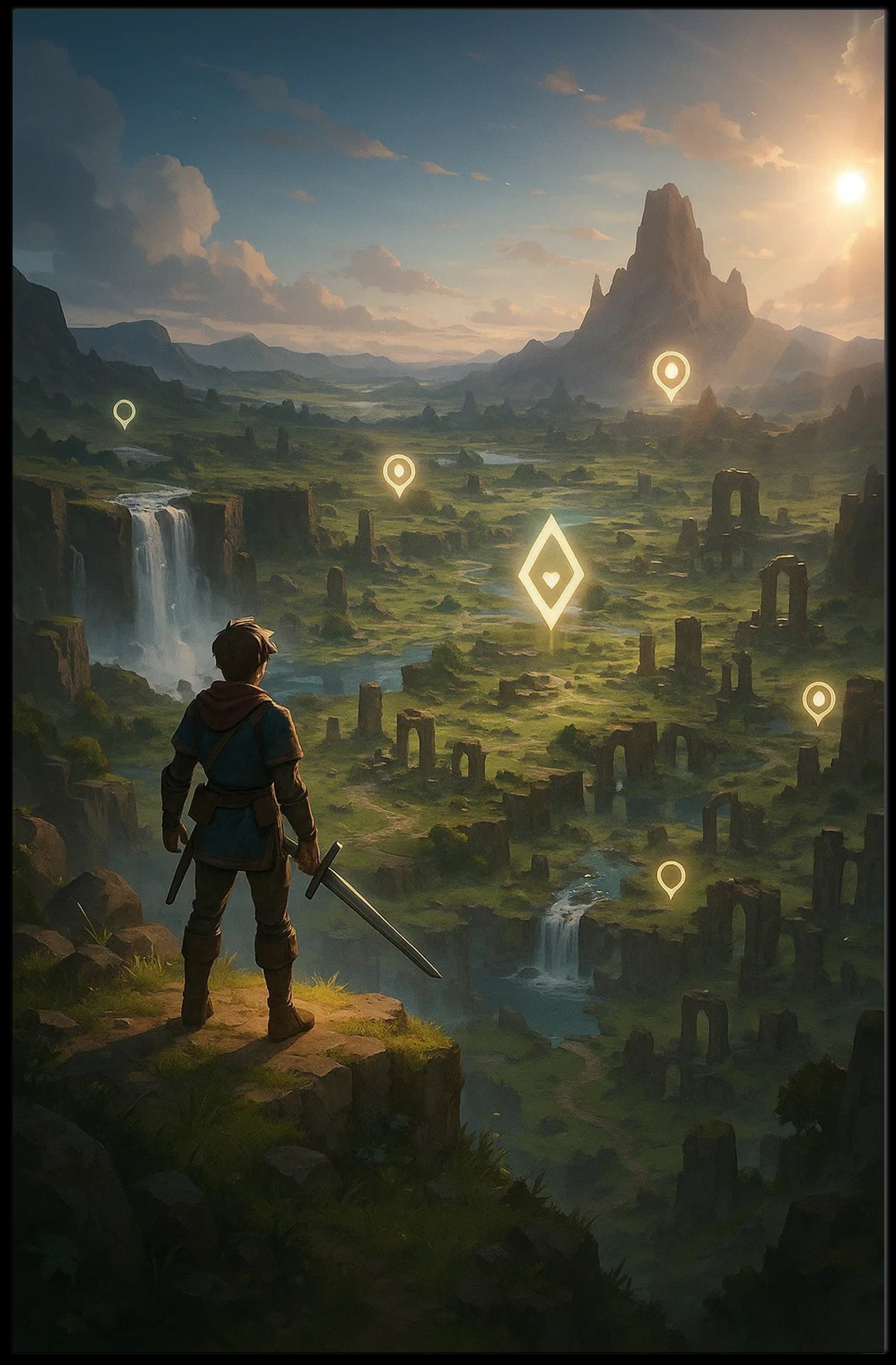 Adventurer's Quest: Fantasy Landscape Exploration Poster PosterGoat