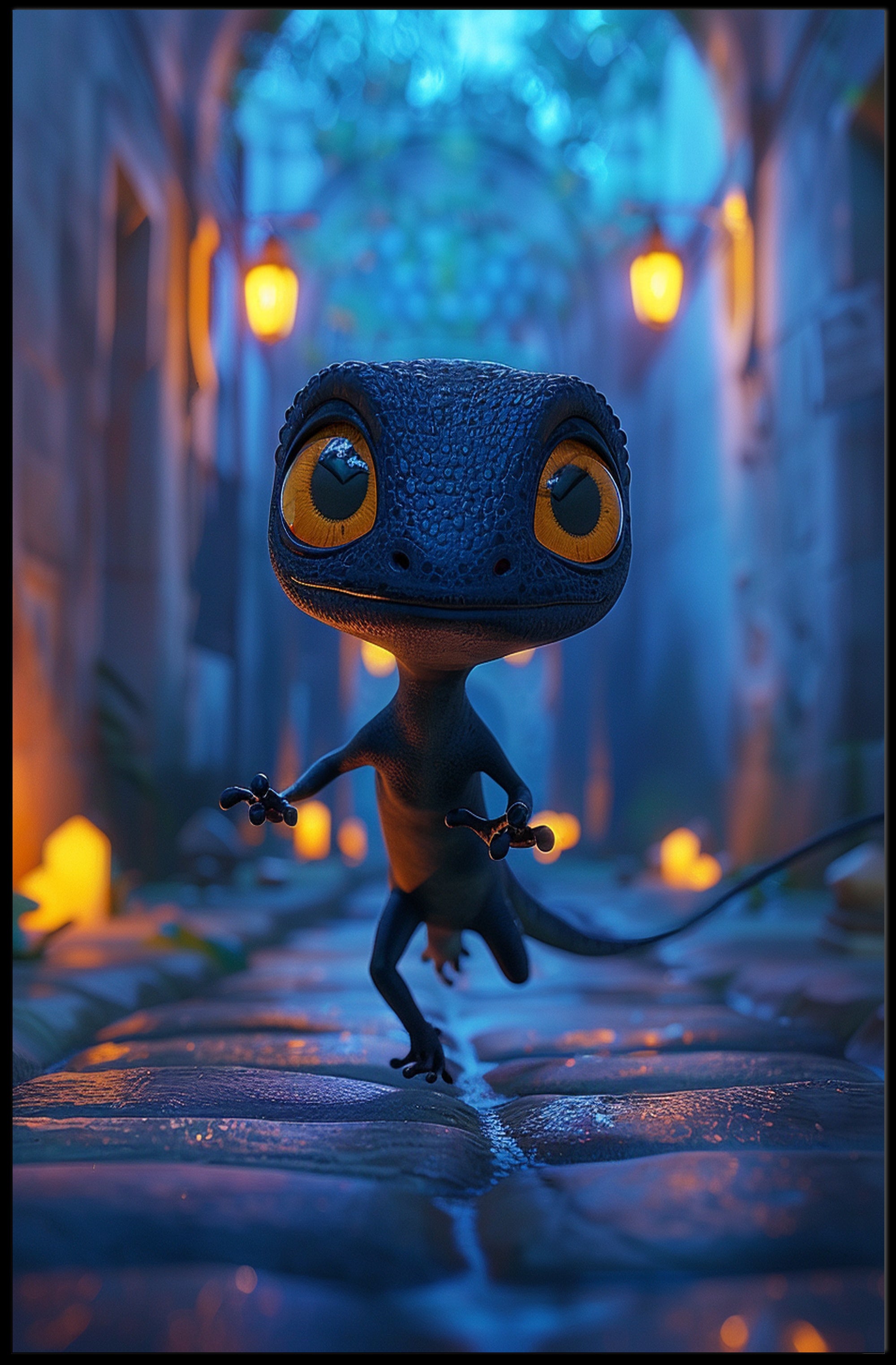 Adventurous Lizard Stroll Fantasy or Mythology Poster PosterGoat