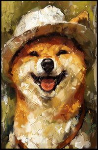 Adventurous Shiba Inu in Safari Hat Animal Poster PosterGoat