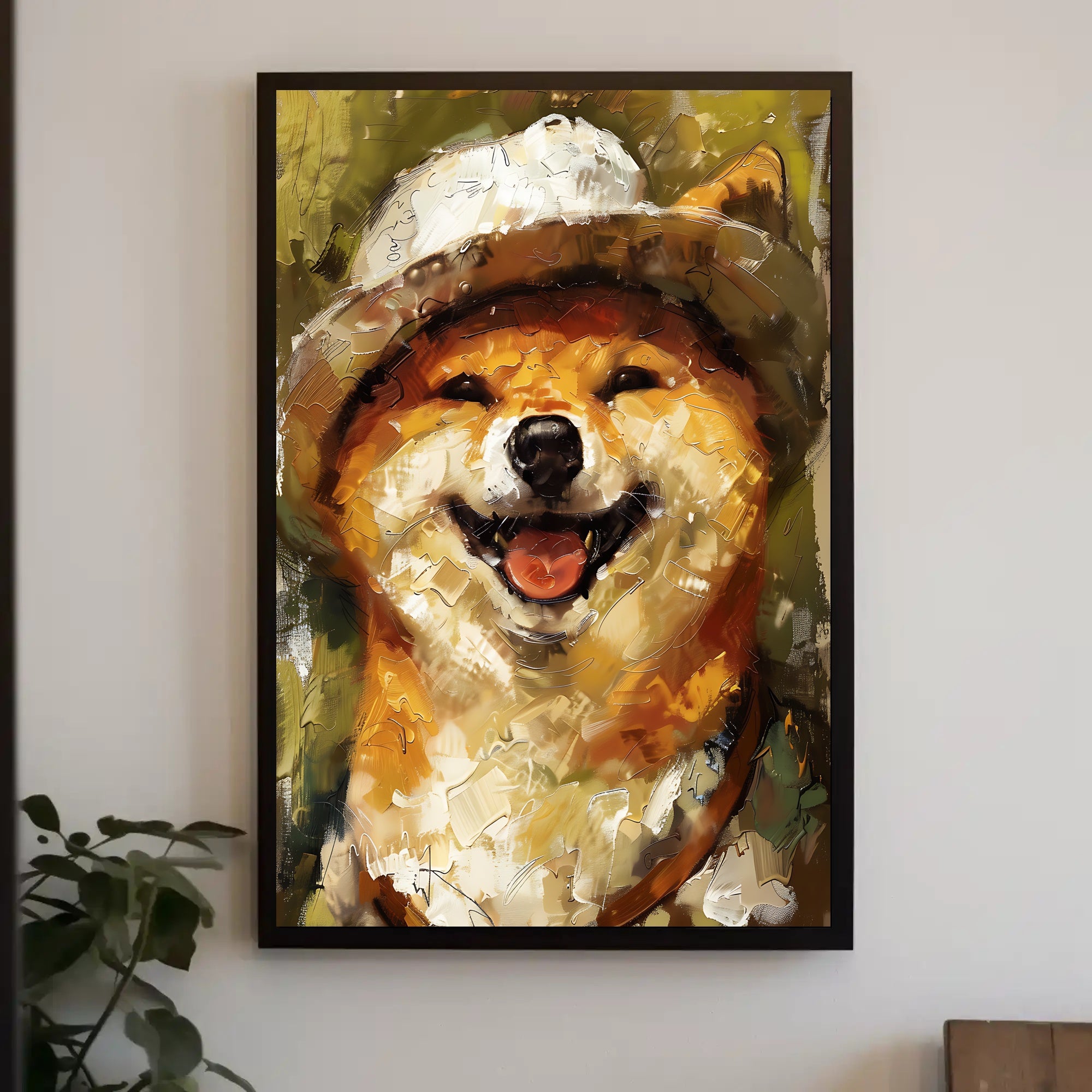 Adventurous Shiba Inu in Safari Hat Animal Poster PosterGoat