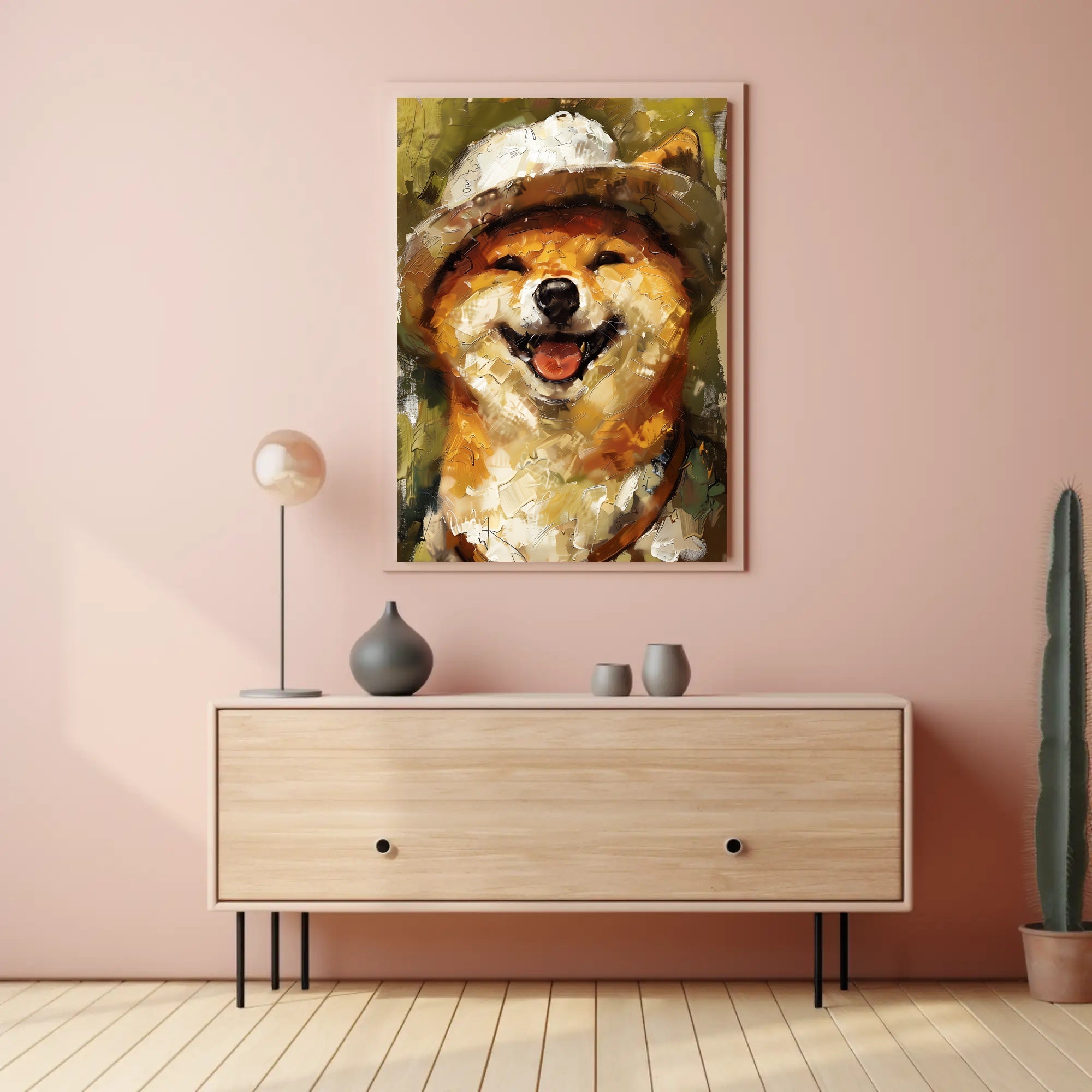 Adventurous Shiba Inu in Safari Hat Animal Poster PosterGoat