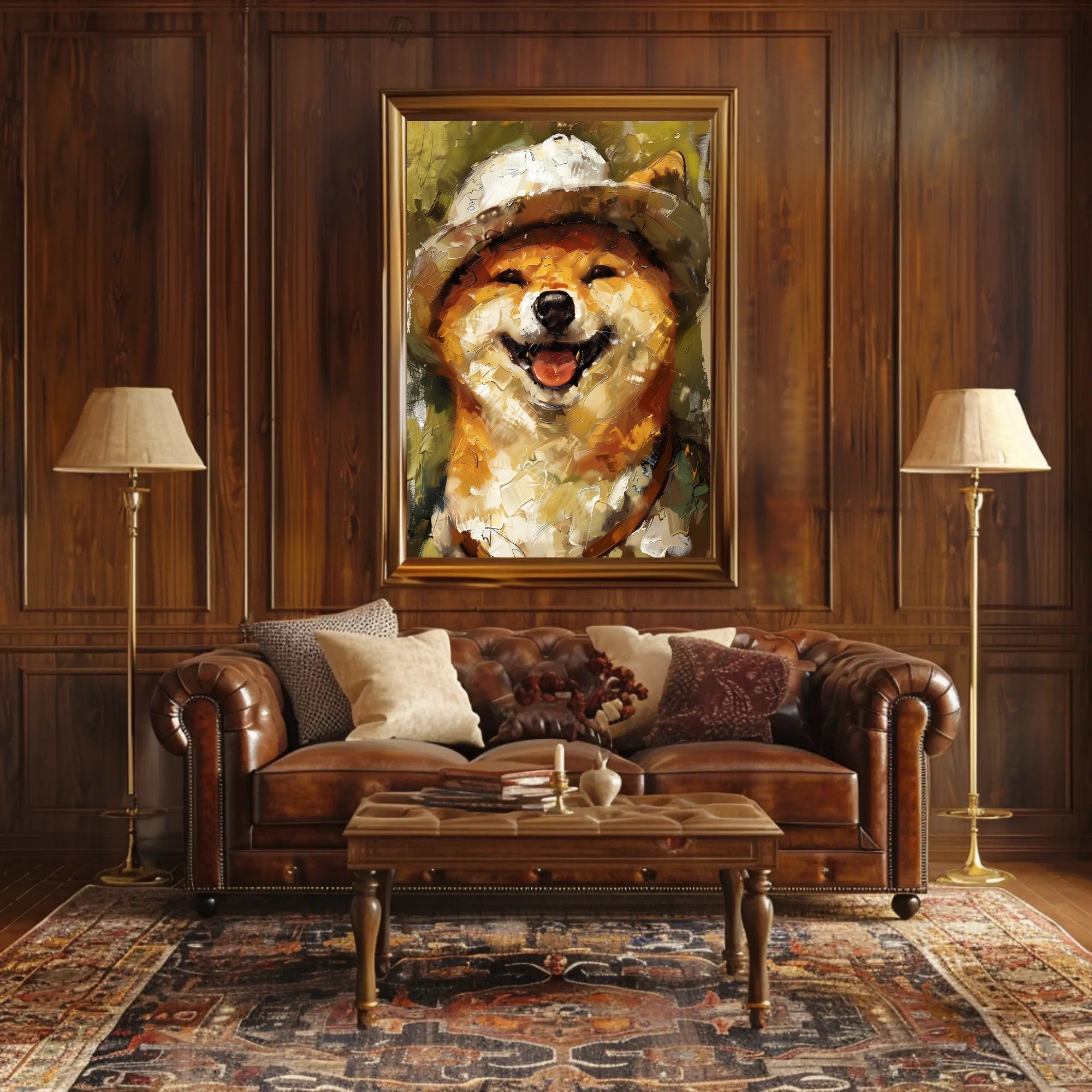 Adventurous Shiba Inu in Safari Hat Animal Poster PosterGoat