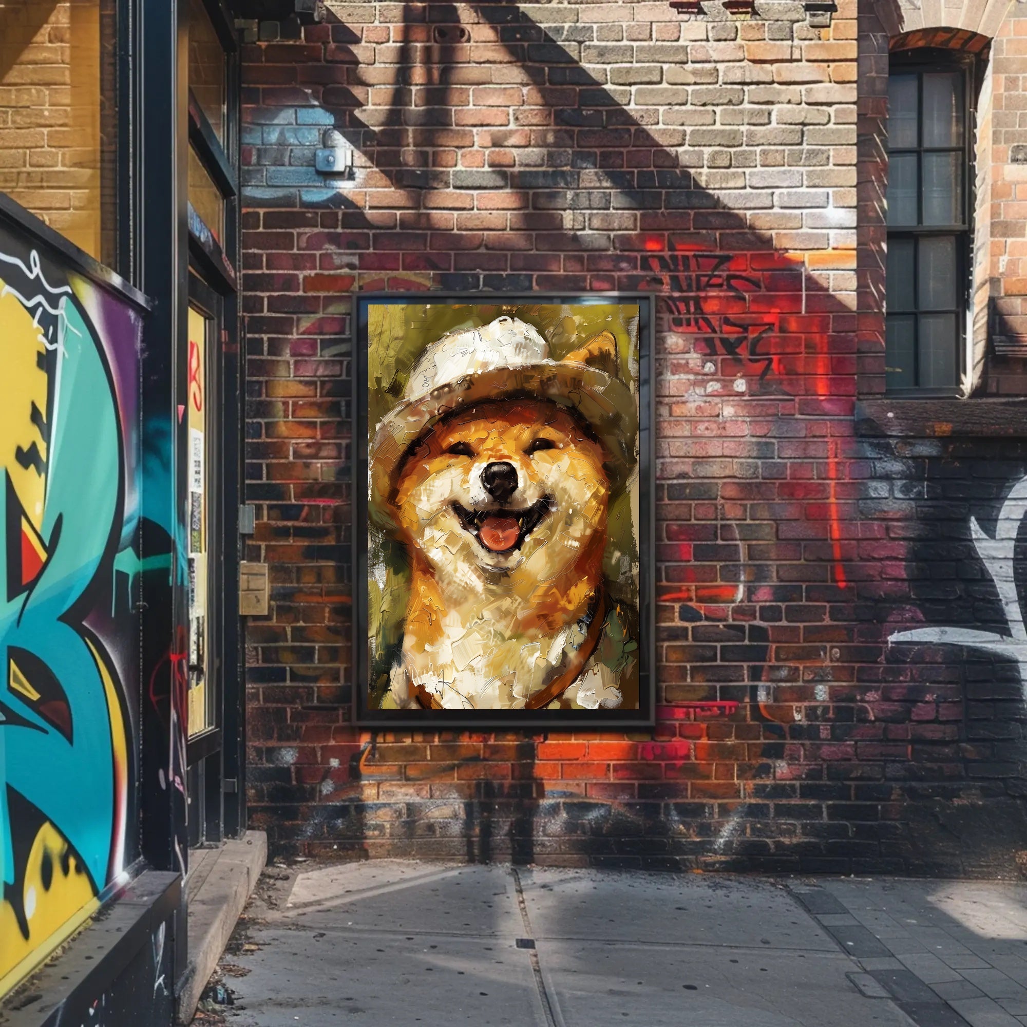 Adventurous Shiba Inu in Safari Hat Animal Poster PosterGoat