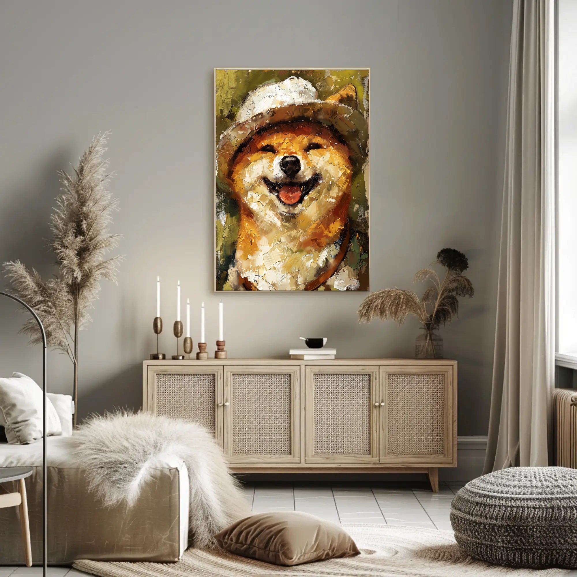 Adventurous Shiba Inu in Safari Hat Animal Poster PosterGoat