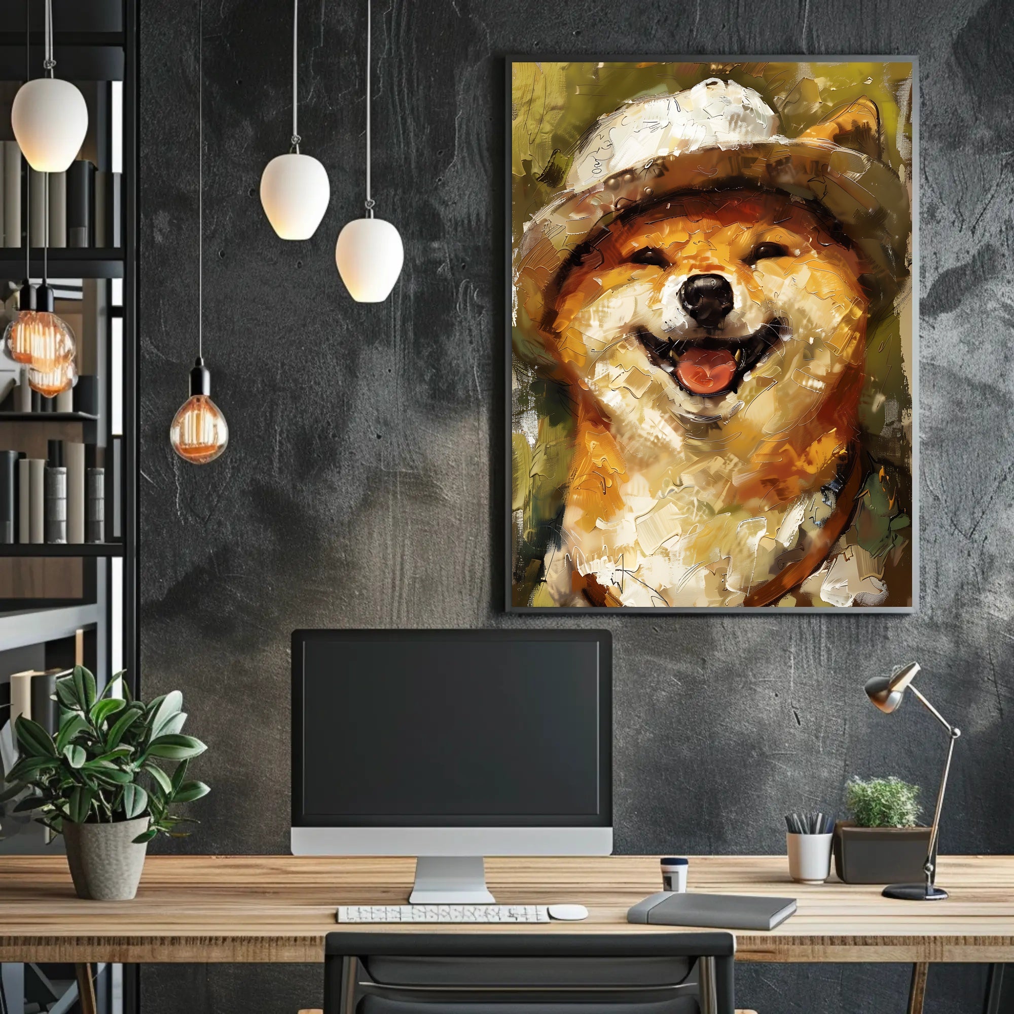 Adventurous Shiba Inu in Safari Hat Animal Poster PosterGoat