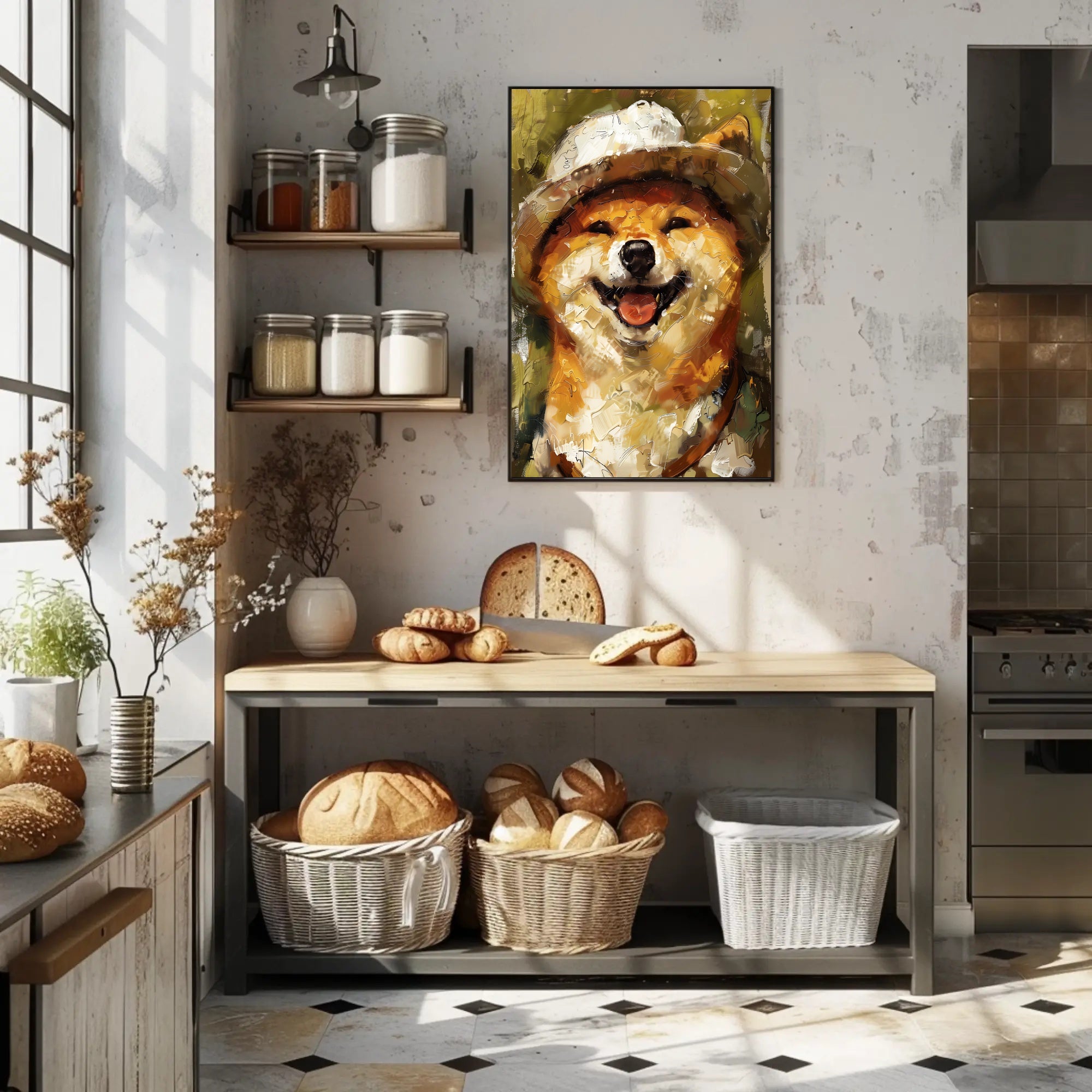 Adventurous Shiba Inu in Safari Hat Animal Poster PosterGoat