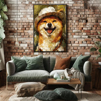 Adventurous Shiba Inu in Safari Hat Animal Poster PosterGoat