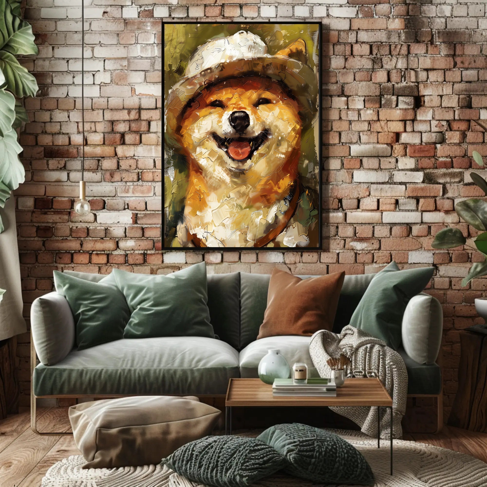 Adventurous Shiba Inu in Safari Hat Animal Poster PosterGoat