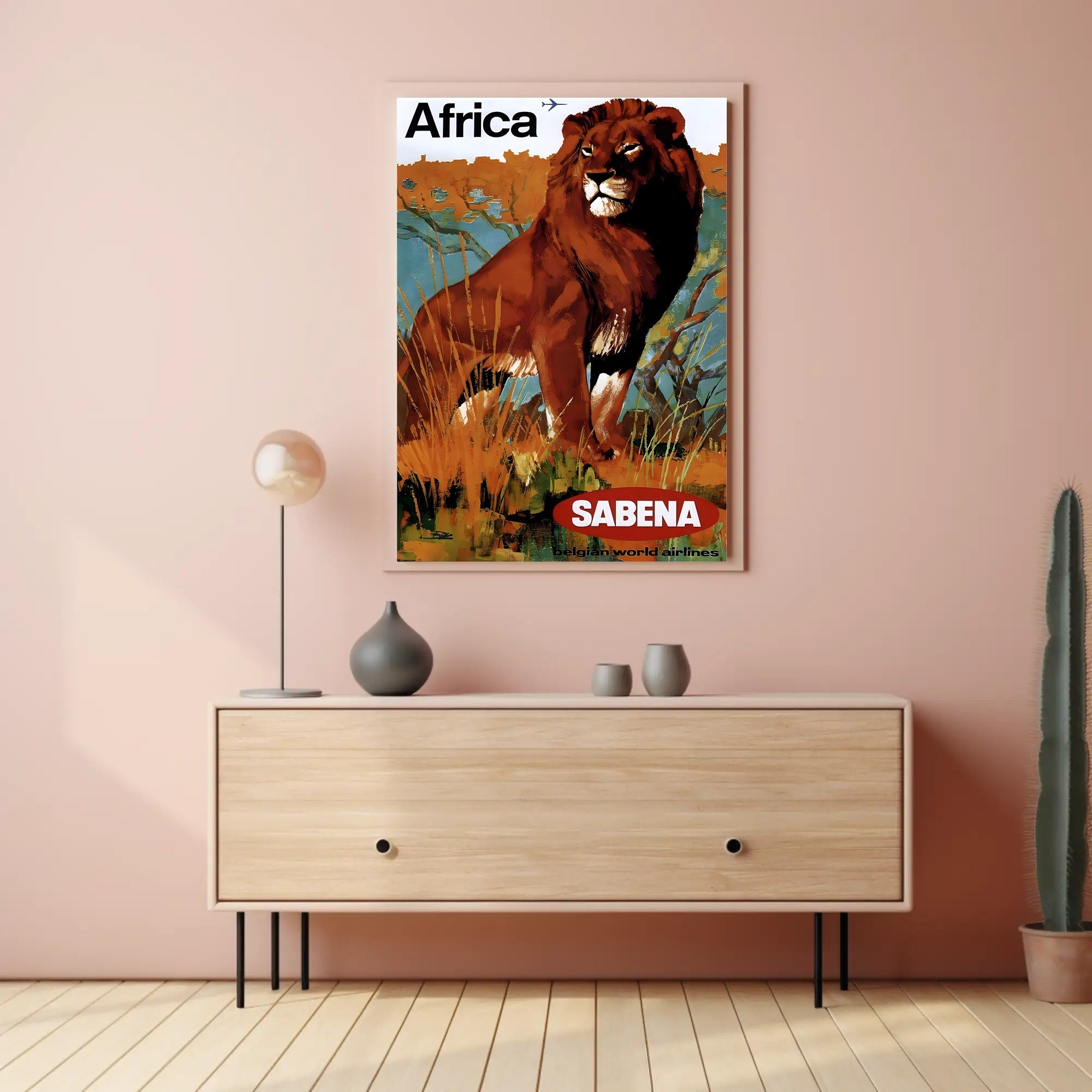 Africa Wildlife Travel Adventure Sabena Airlines Poster PosterGoat