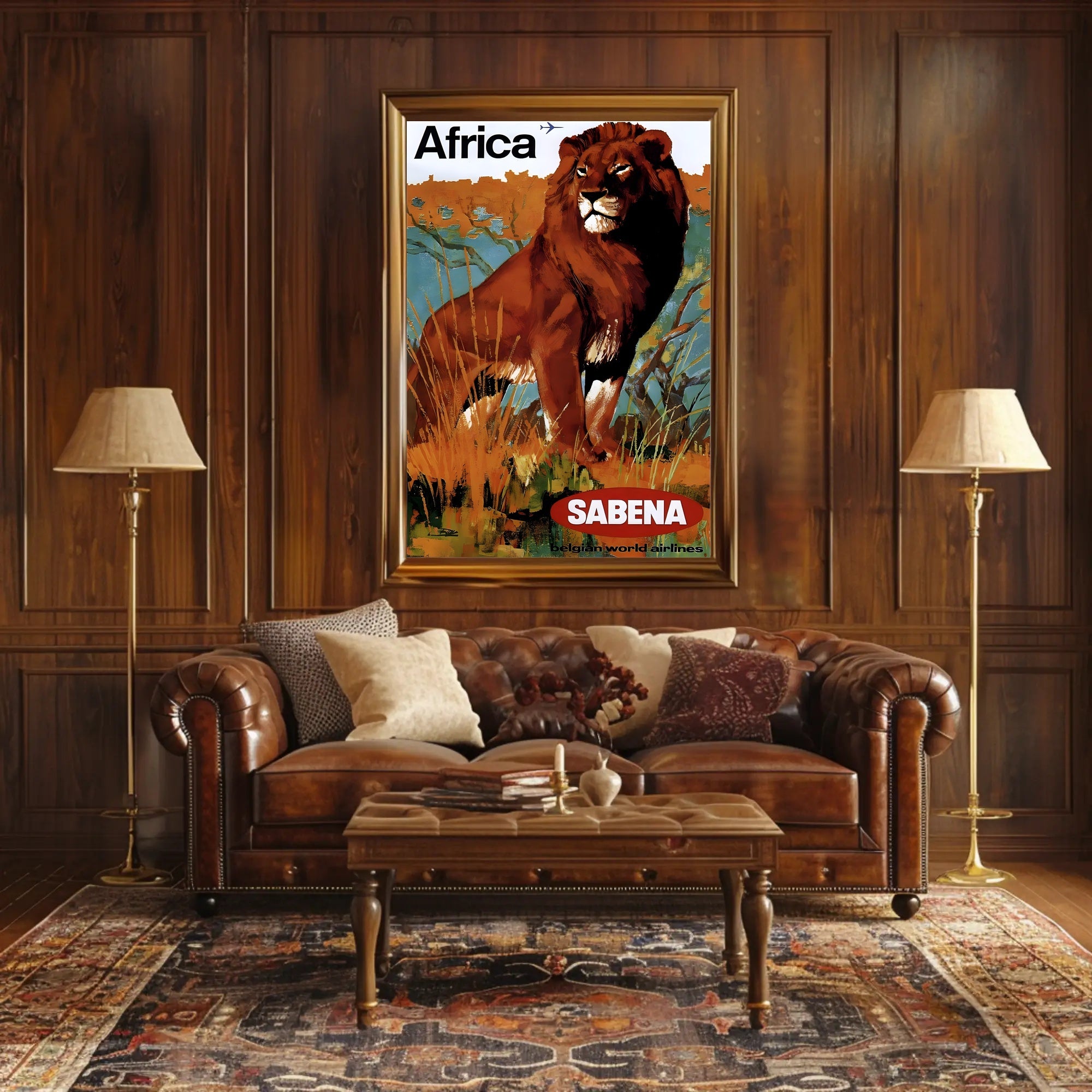 Africa Wildlife Travel Adventure Sabena Airlines Poster PosterGoat