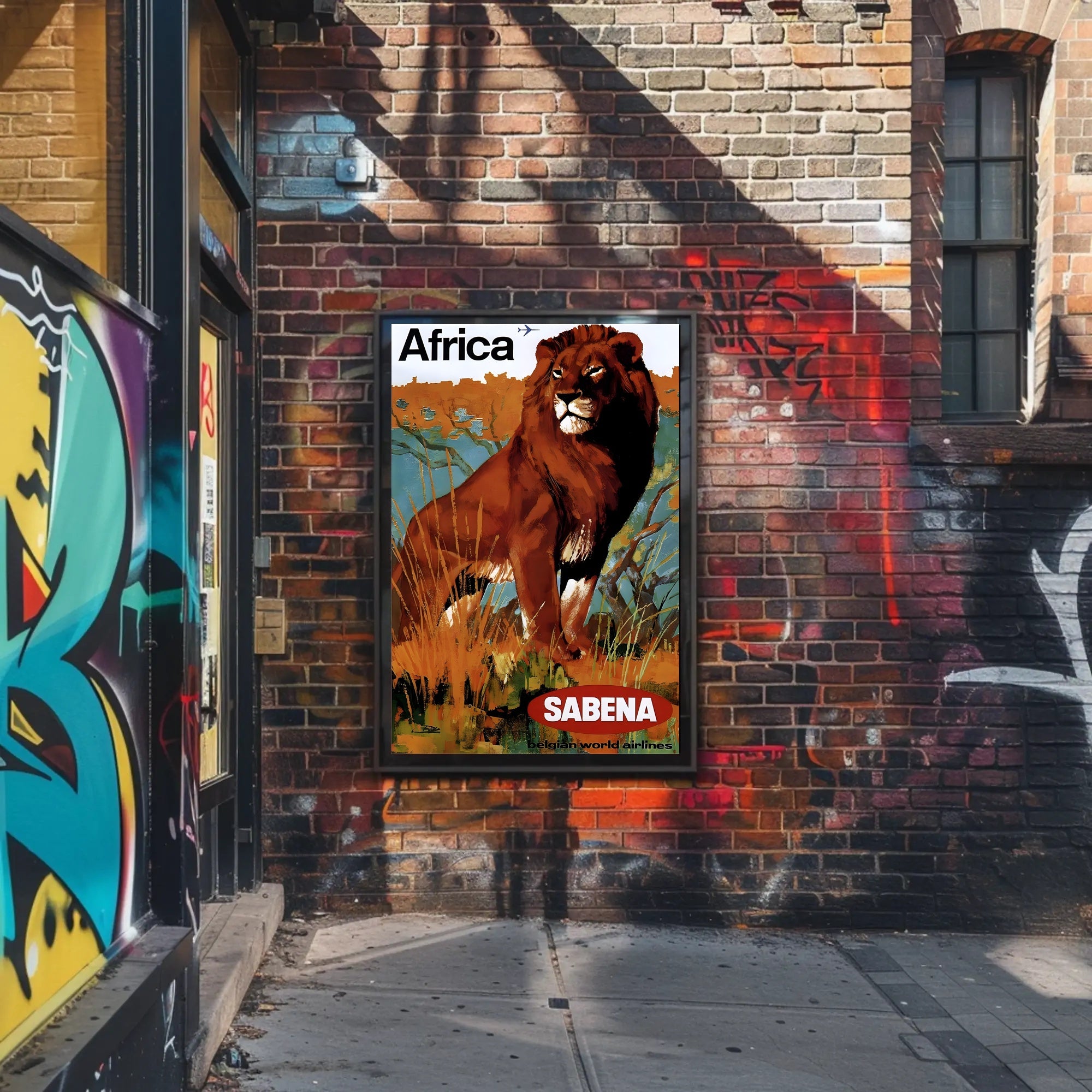 Africa Wildlife Travel Adventure Sabena Airlines Poster PosterGoat