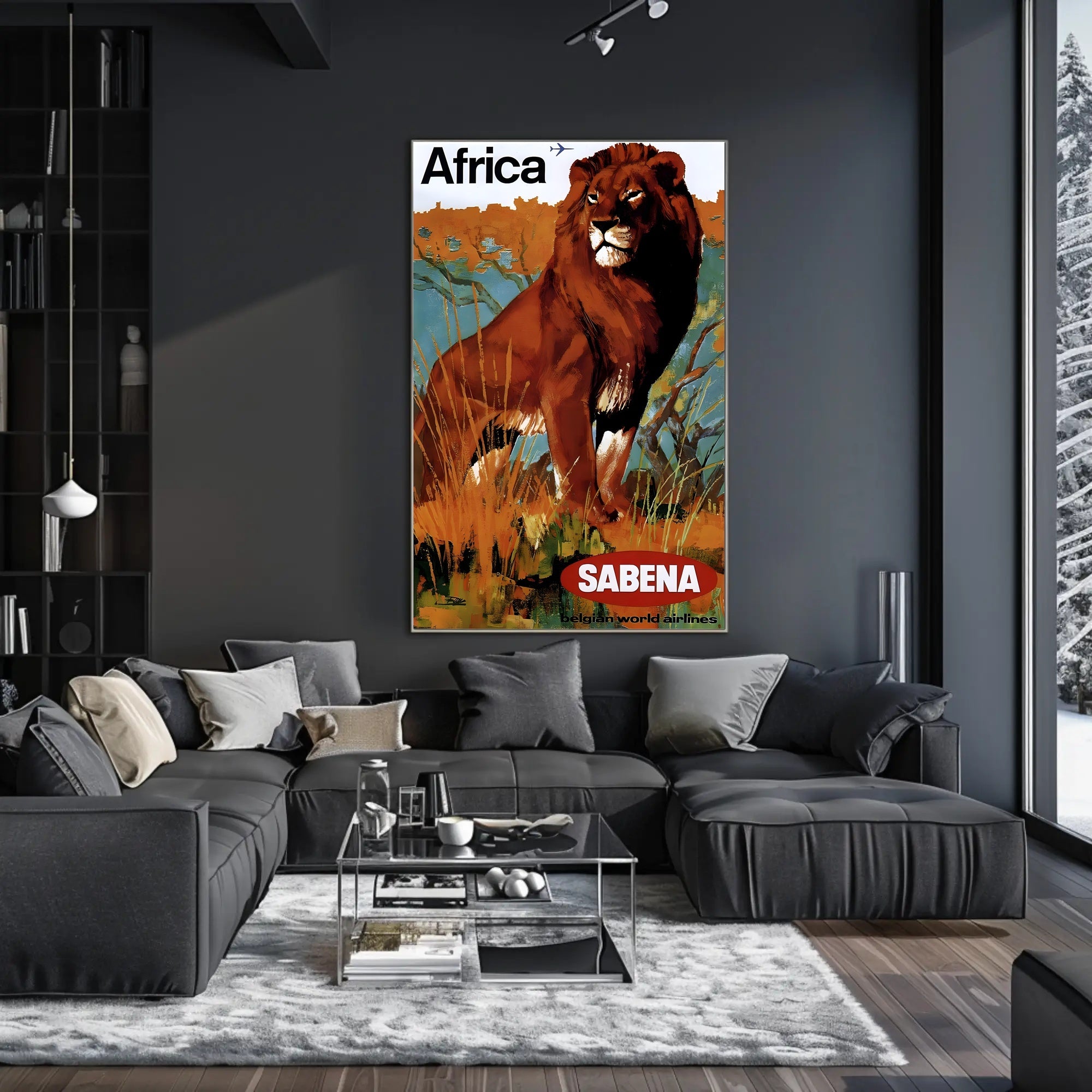Africa Wildlife Travel Adventure Sabena Airlines Poster PosterGoat