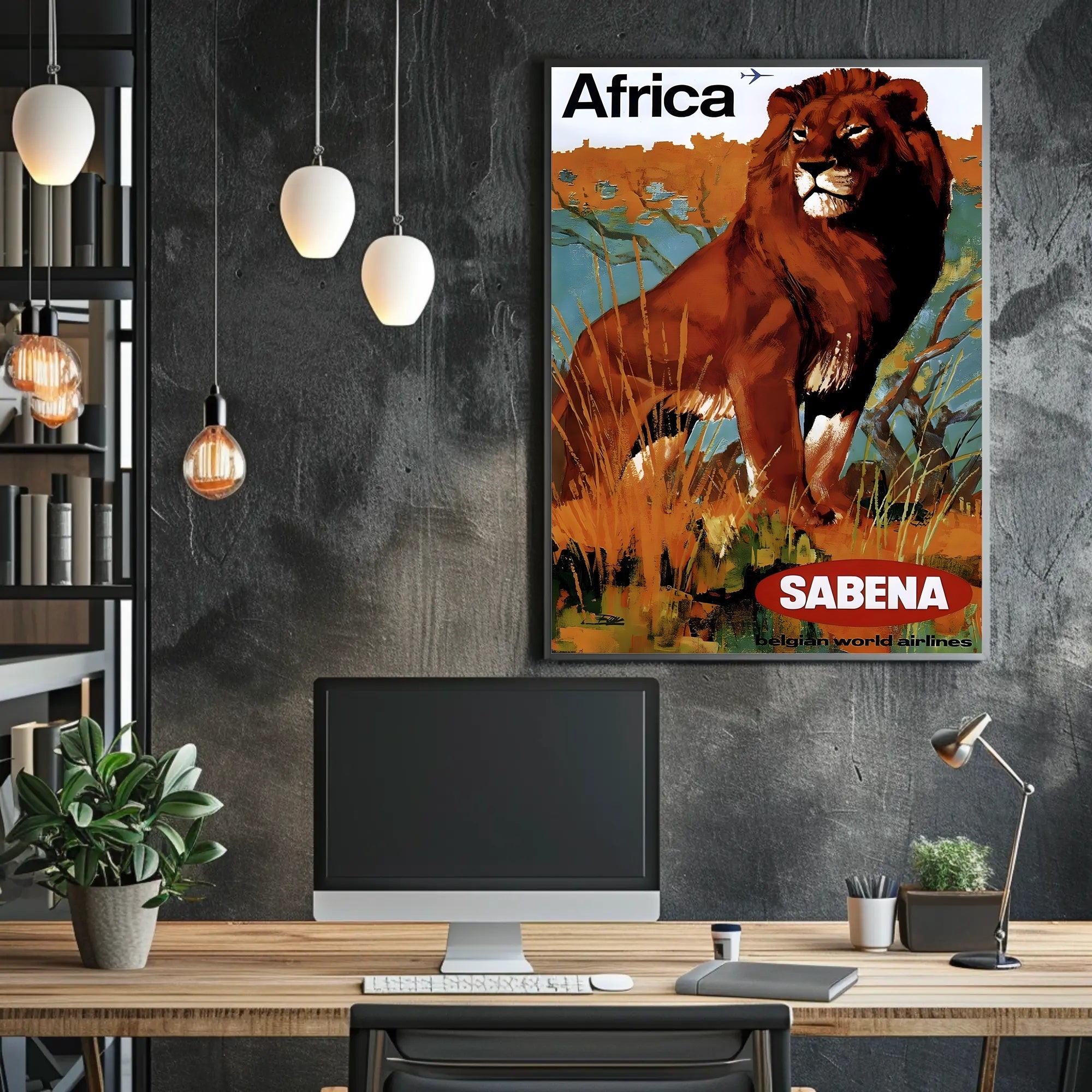 Africa Wildlife Travel Adventure Sabena Airlines Poster PosterGoat