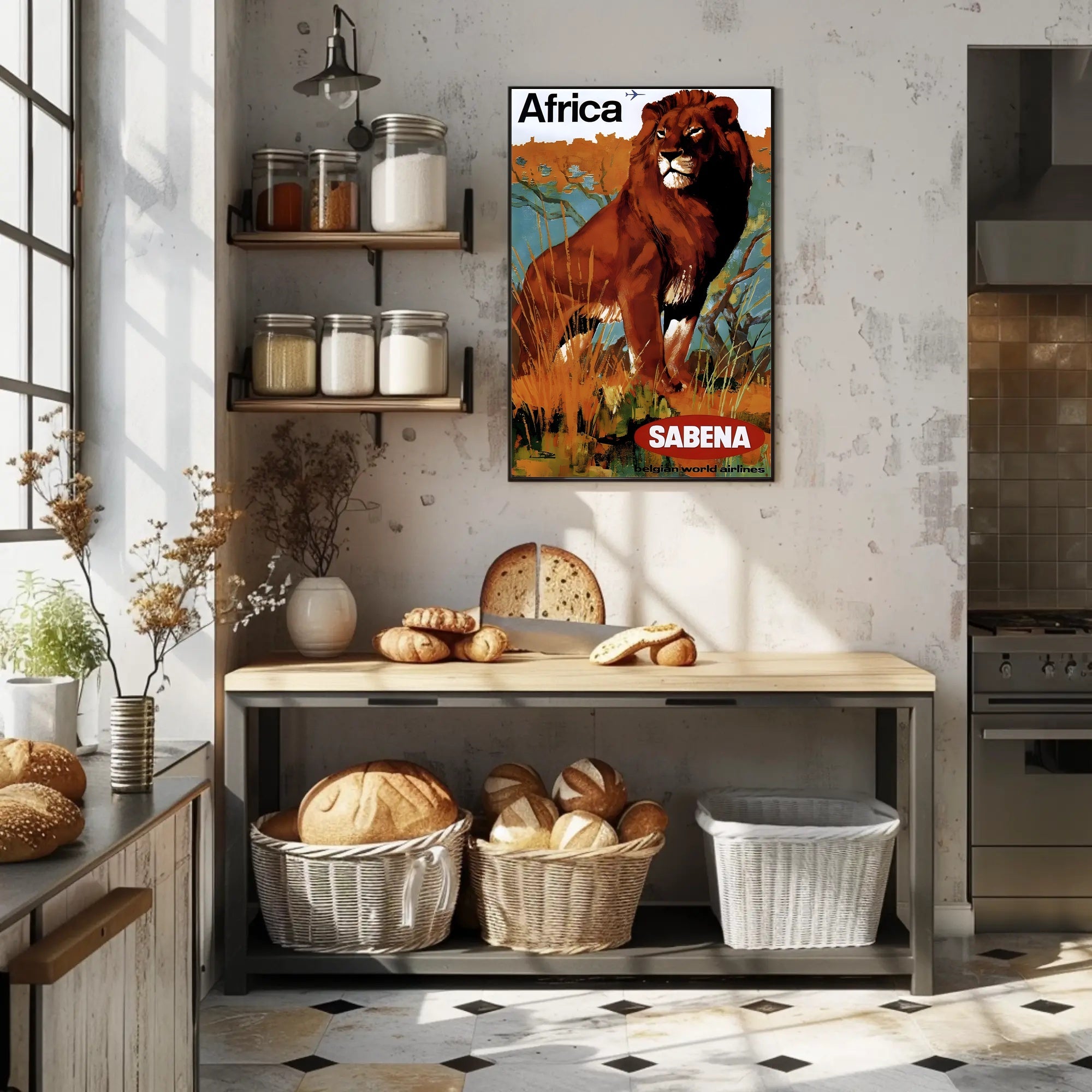 Africa Wildlife Travel Adventure Sabena Airlines Poster PosterGoat