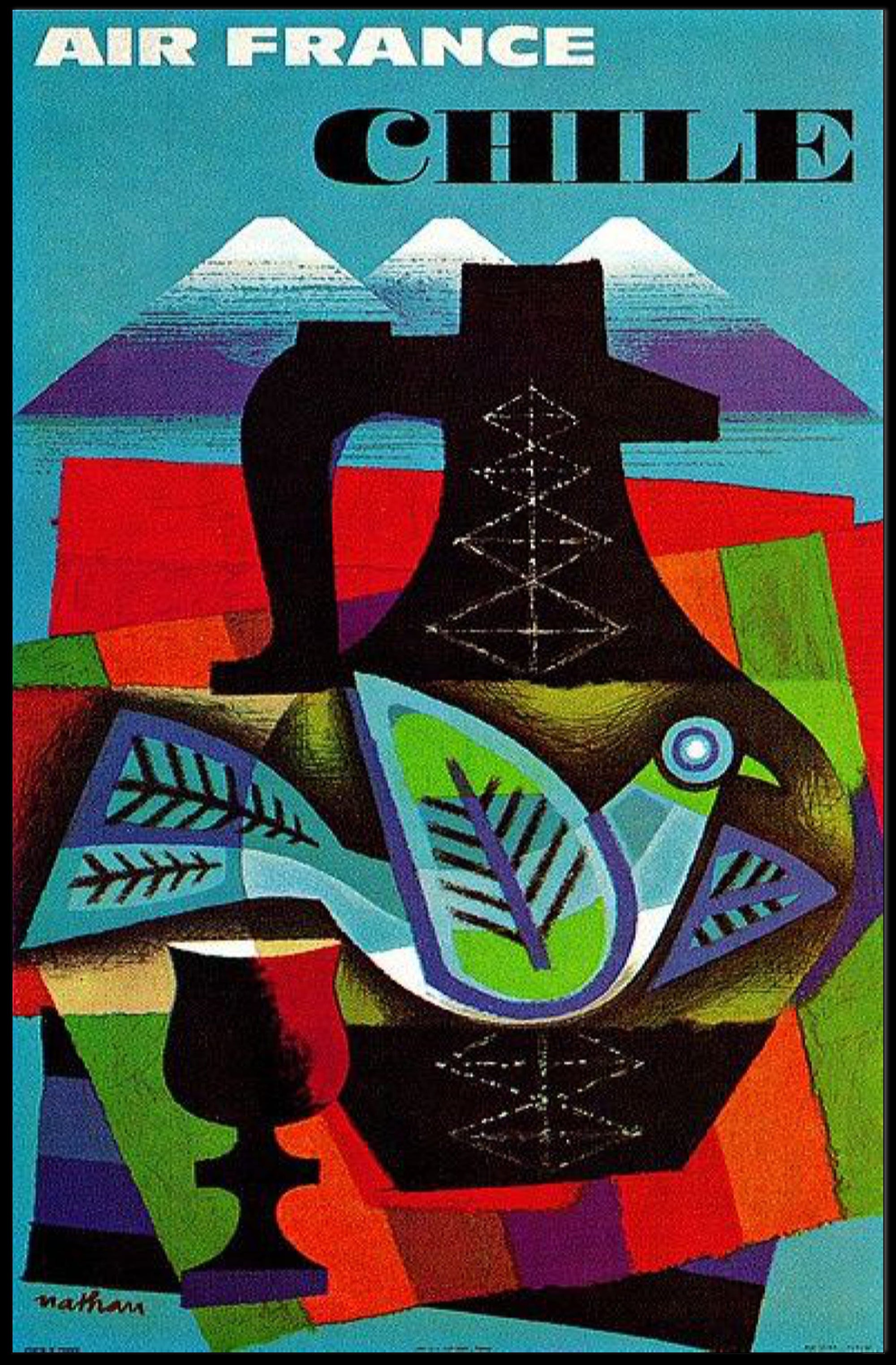 Air France Chile Poster with Abstract Vintage Design PosterGoat