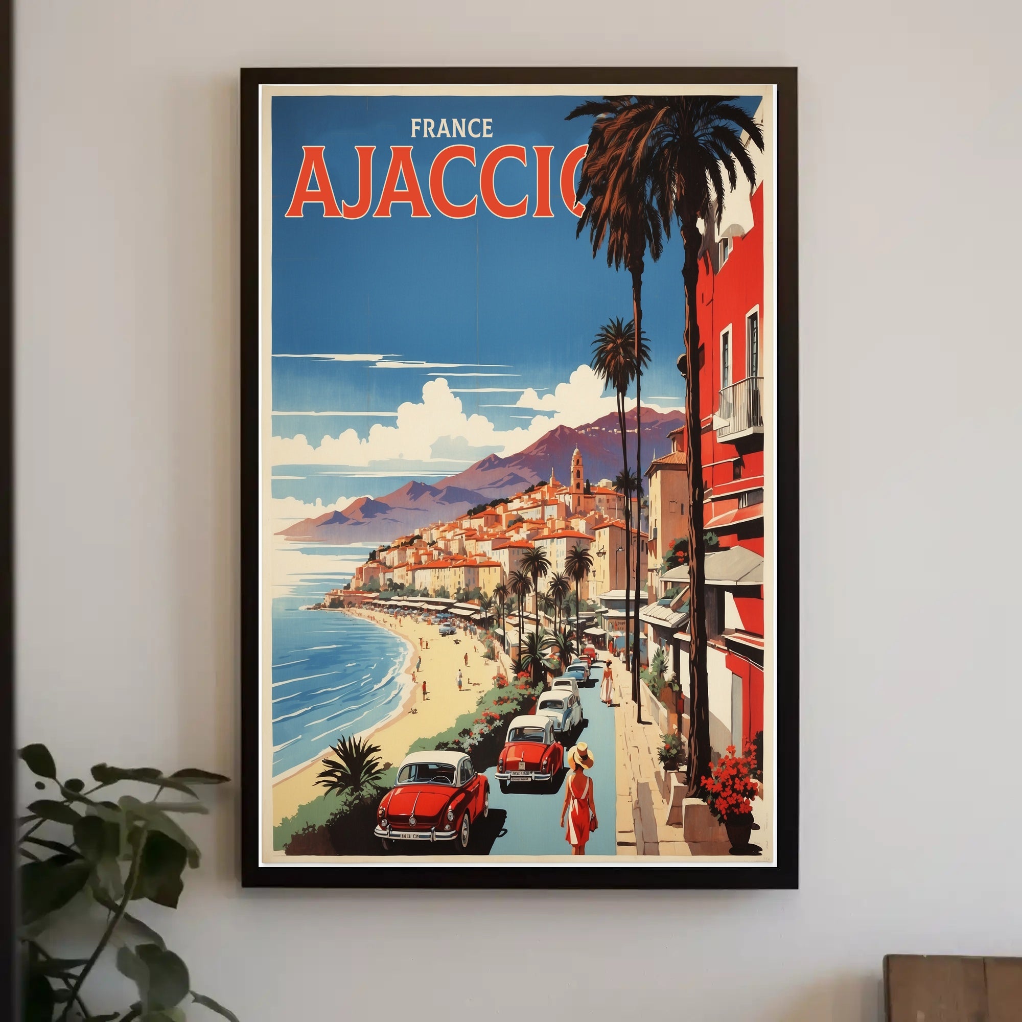 Ajaccio Coastal Vintage Travel Art Poster PosterGoat