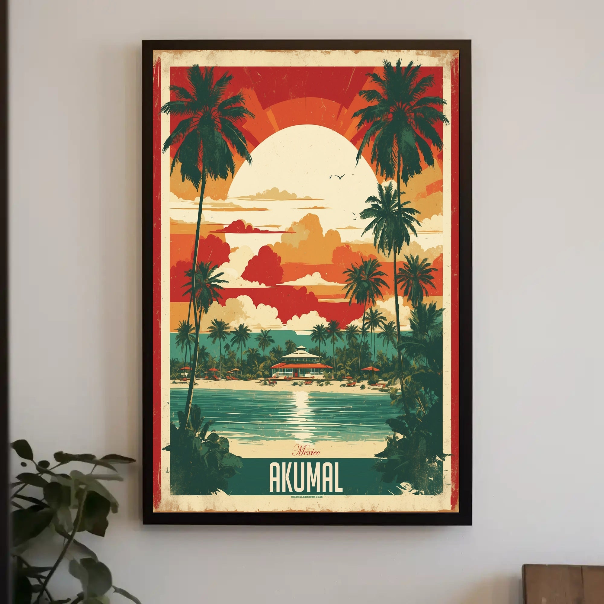 Akumal Sunset Beach Resort Vintage Travel Poster PosterGoat