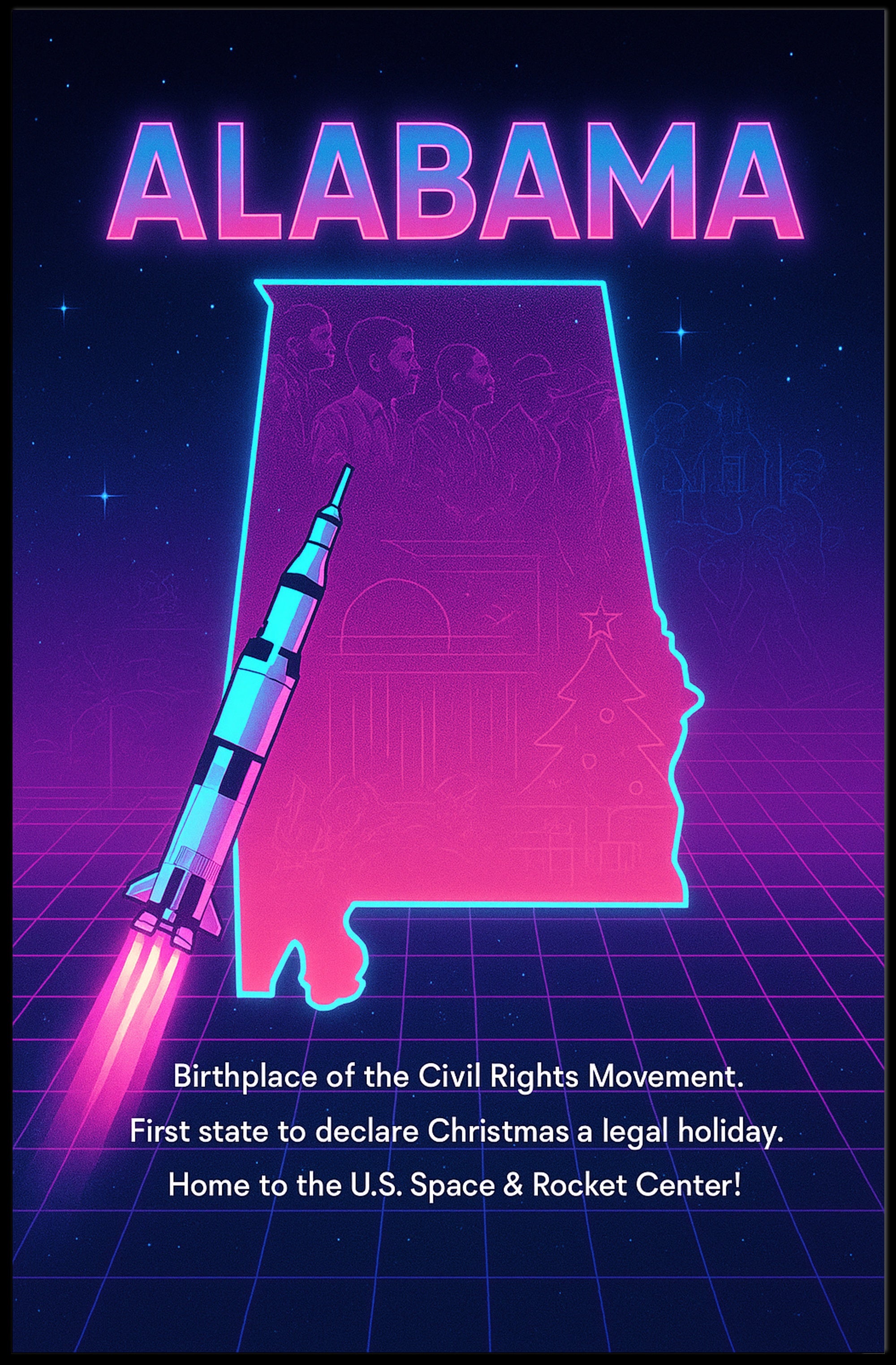 Alabama A Journey Through History and Innovation Poster PosterGoat