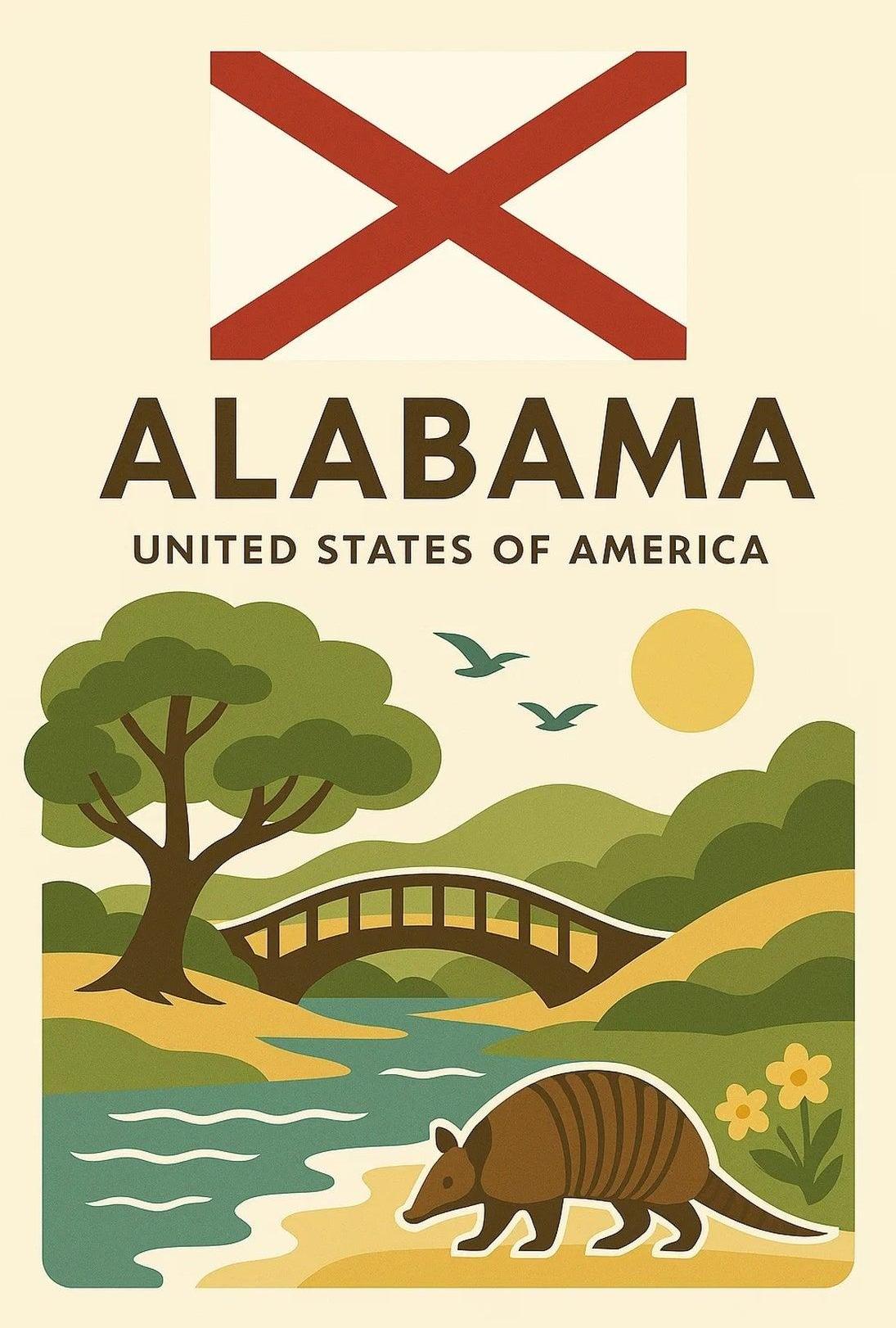 Alabama Nature Vibes Minimalist Travel Poster PosterGoat