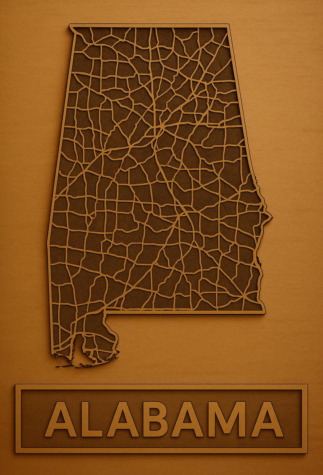 Alabama State Map Artistry Abstract Poster PosterGoat
