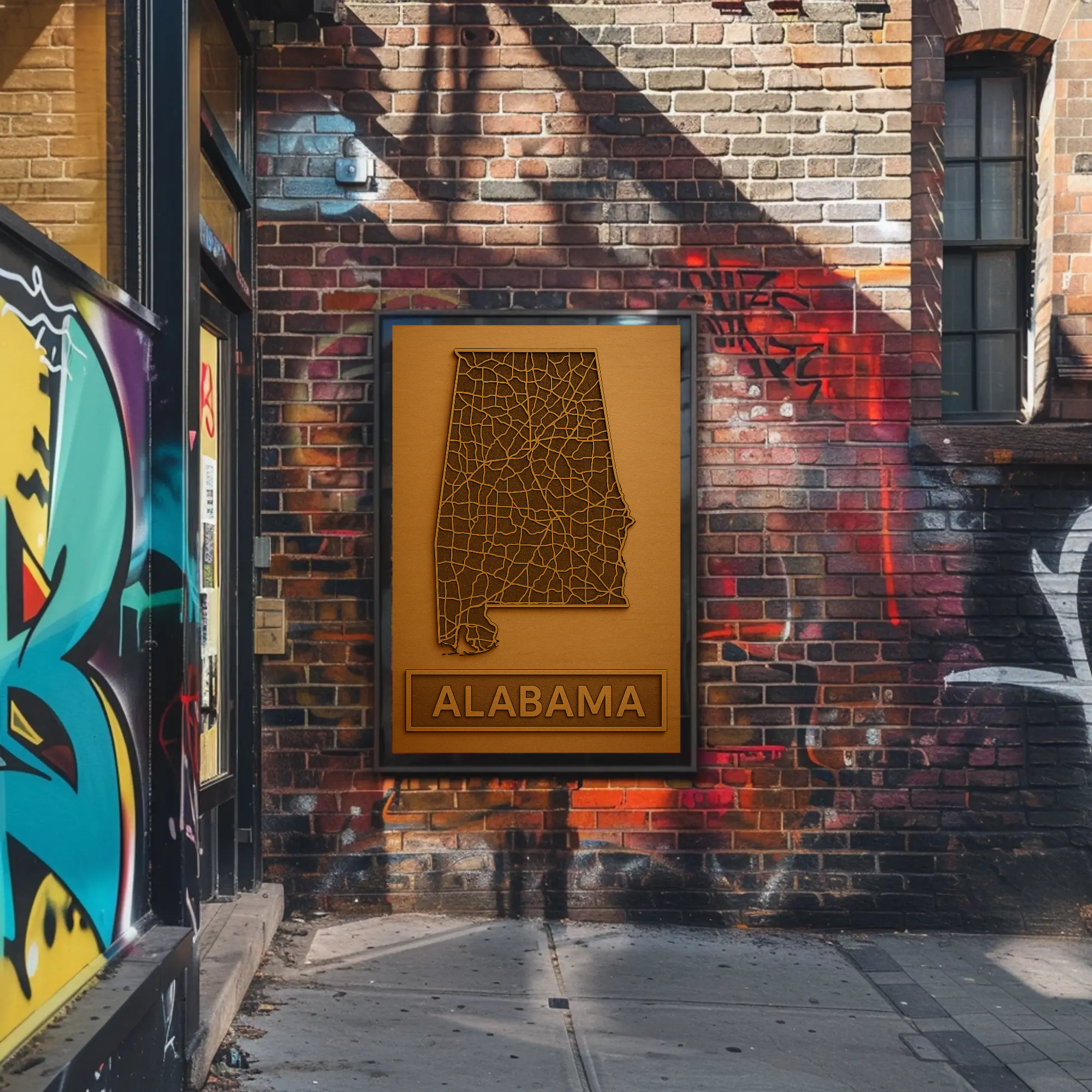 Alabama State Map Artistry Abstract Poster PosterGoat