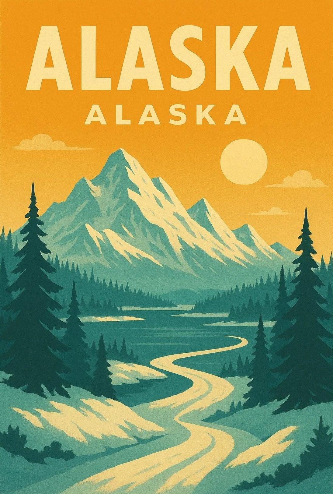 Alaska Retro Adventure - Vintage Travel Poster PosterGoat