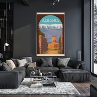 Albania Scenic Travel Poster with Clock Tower PosterGoat
