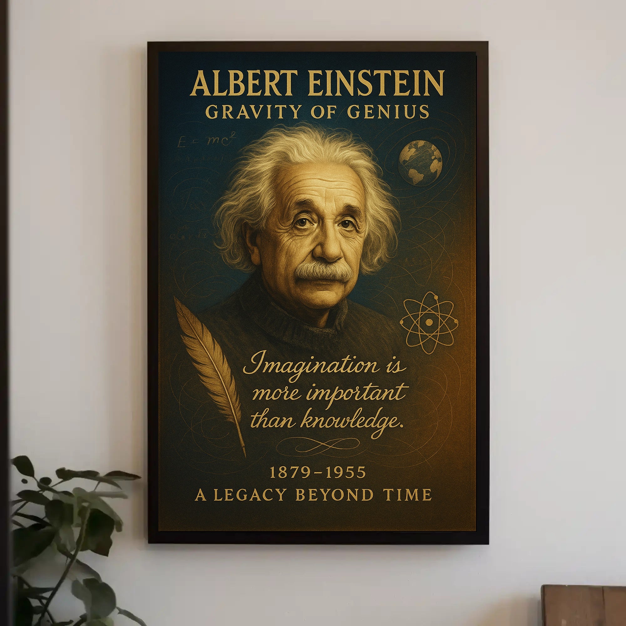 Albert Einstein Gravity of Genius Poster PosterGoat