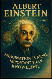 Albert Einstein Imagination Over Knowledge Poster PosterGoat