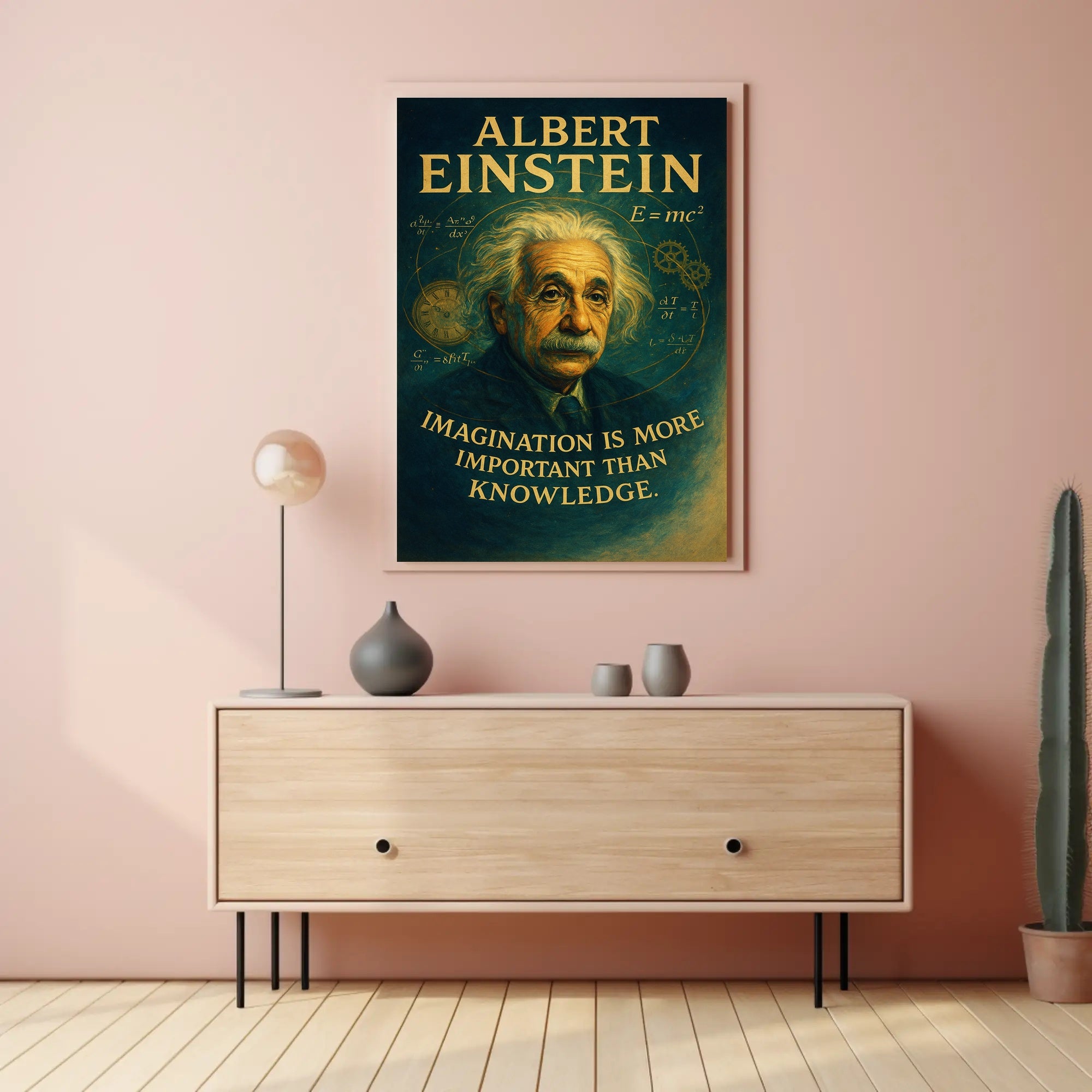 Albert Einstein Imagination Over Knowledge Poster PosterGoat