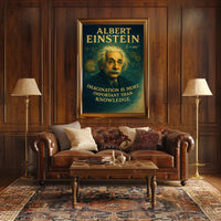 Albert Einstein Imagination Over Knowledge Poster PosterGoat