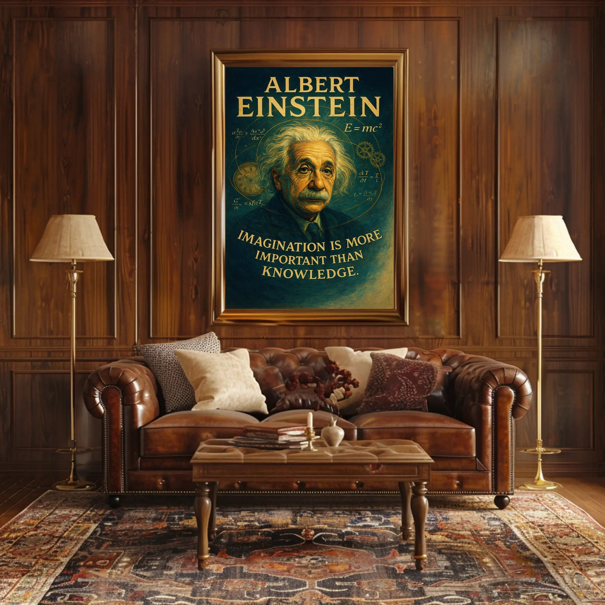 Albert Einstein Imagination Over Knowledge Poster PosterGoat
