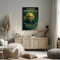 Albert Einstein Imagination Over Knowledge Poster PosterGoat