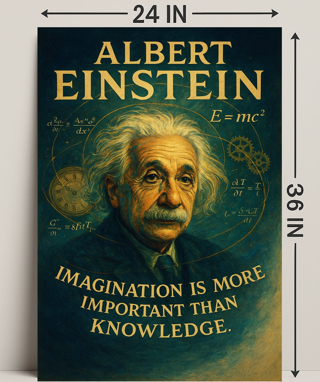 Albert Einstein Imagination Over Knowledge Poster PosterGoat